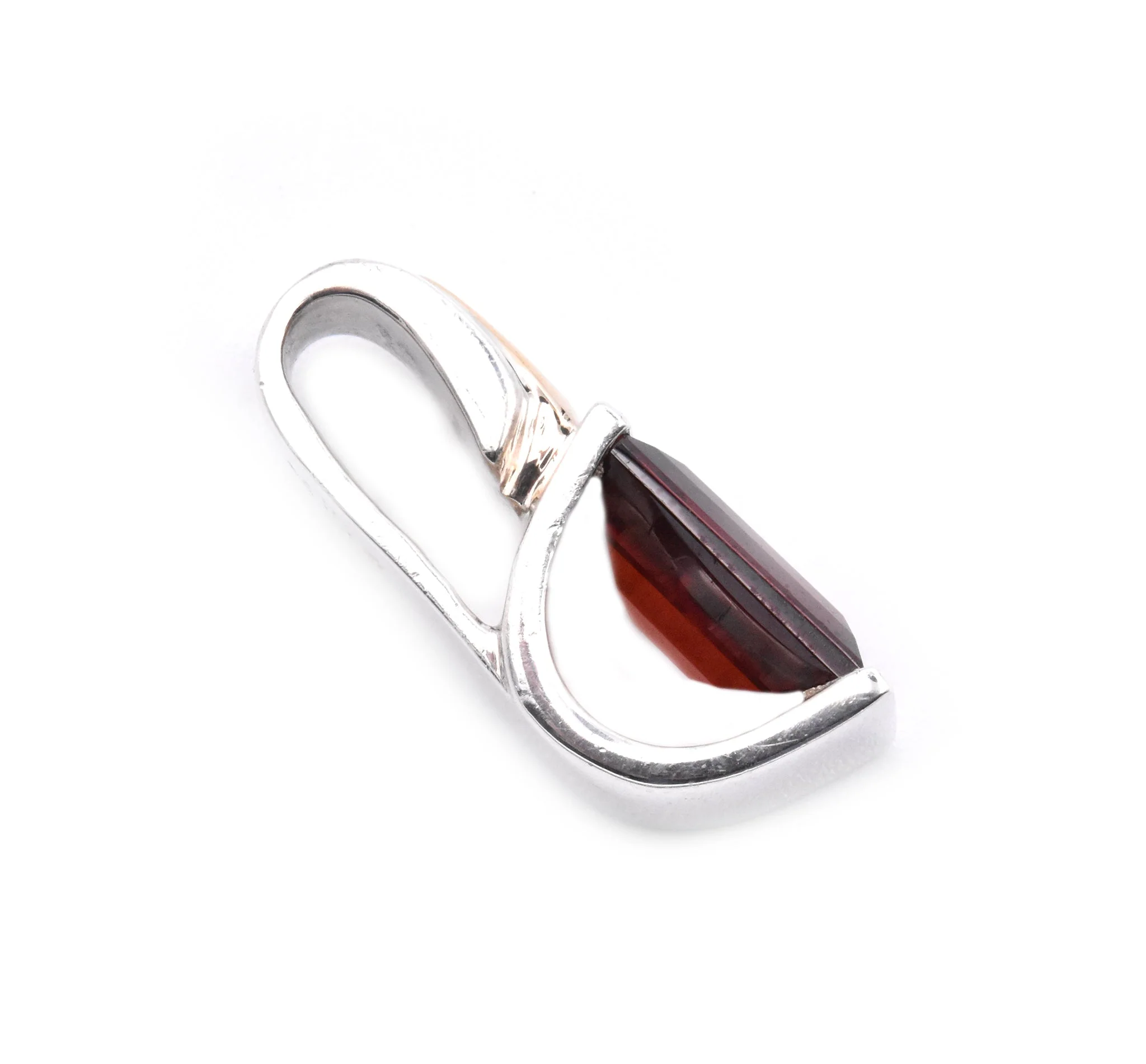 18 Karat Yellow Gold and Sterling Silver Garnet Pendant - Image 2