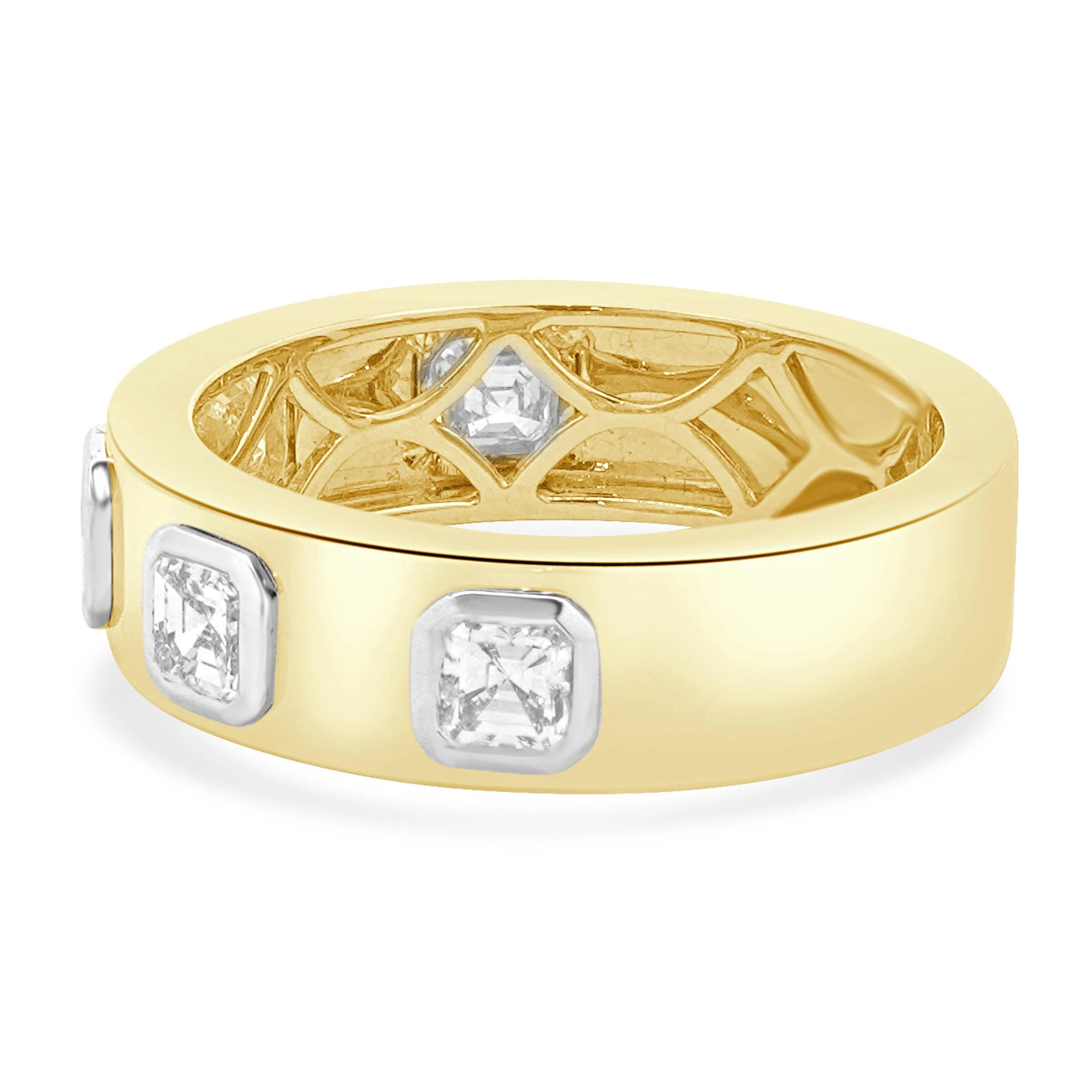 18 Karat Yellow Gold Asscher Cut Diamond Station Band - Image 2