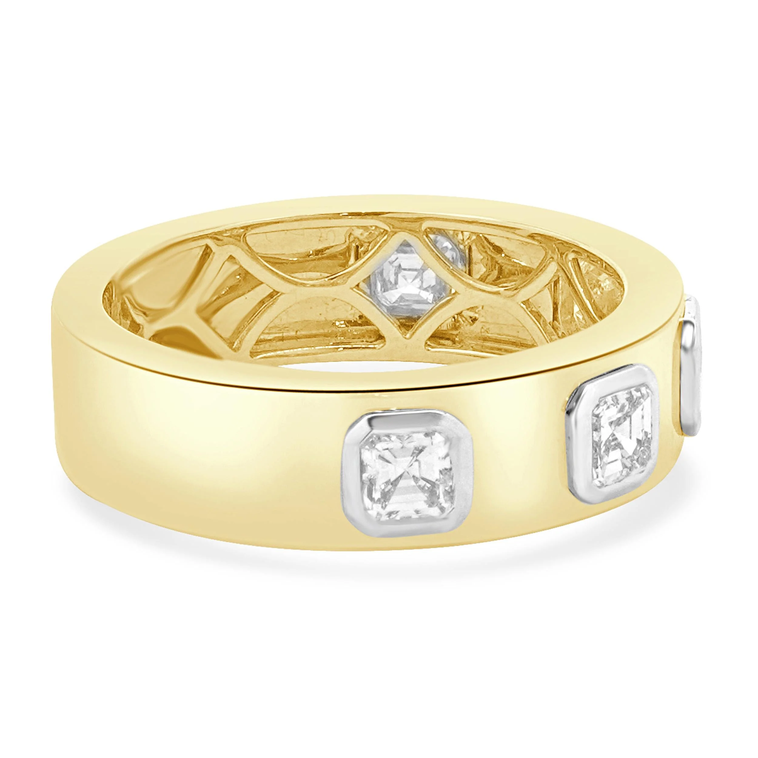 18 Karat Yellow Gold Asscher Cut Diamond Station Band - Image 3