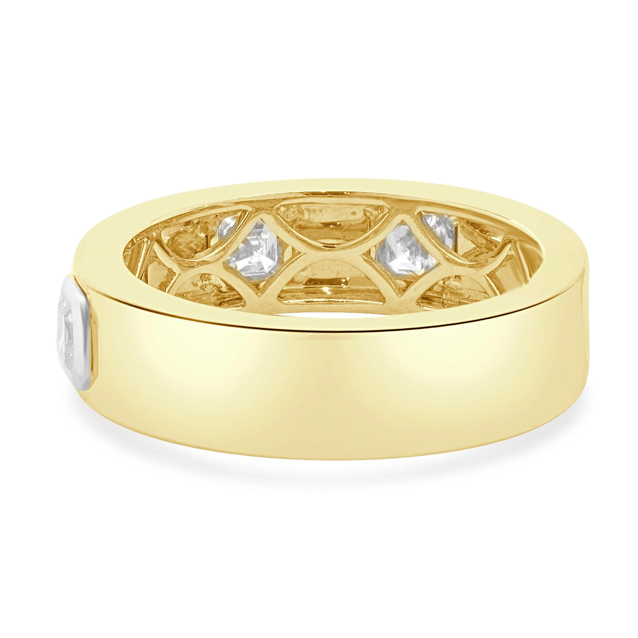 18 Karat Yellow Gold Asscher Cut Diamond Station Band - Image 4