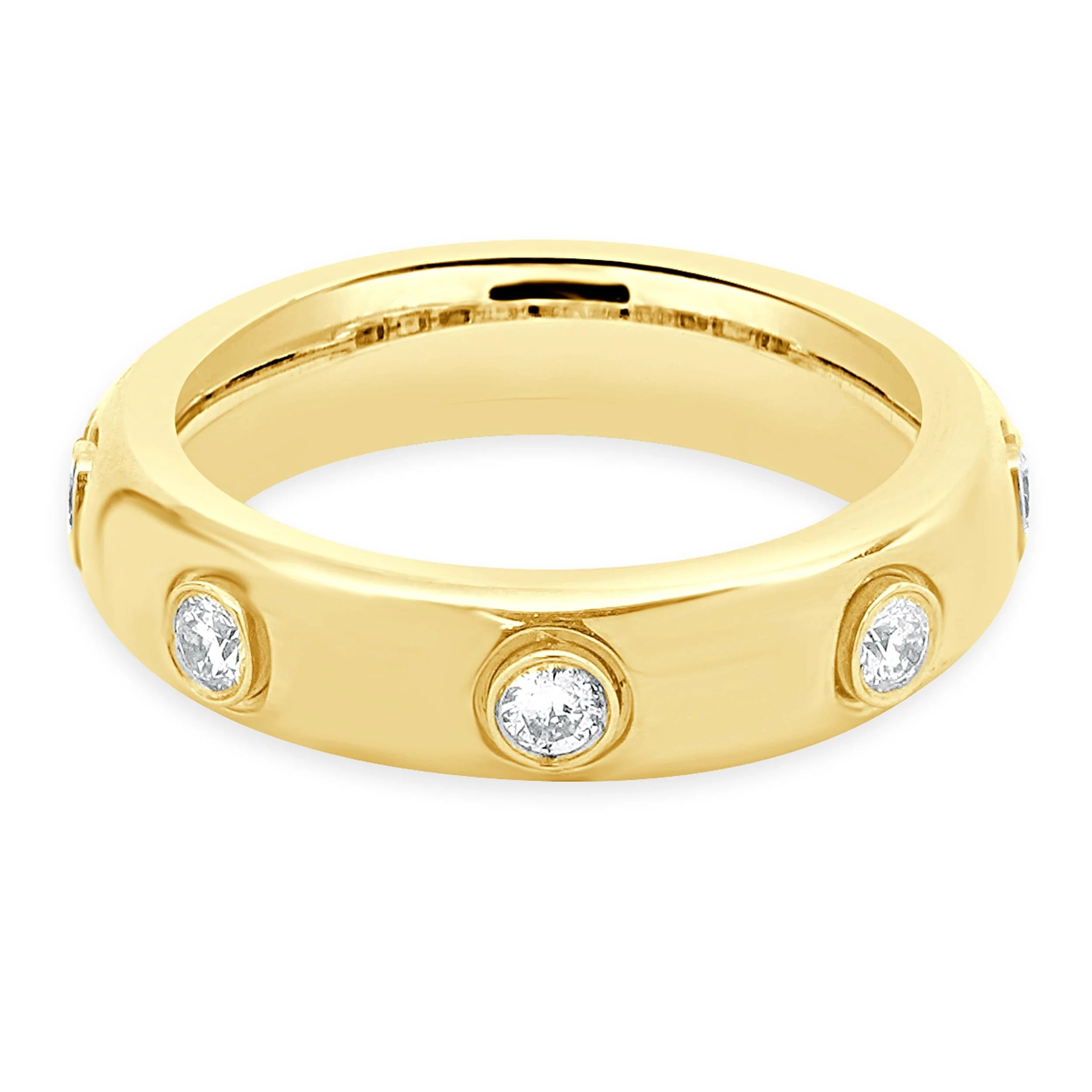 18 Karat Yellow Gold Bezel Set Diamond Band