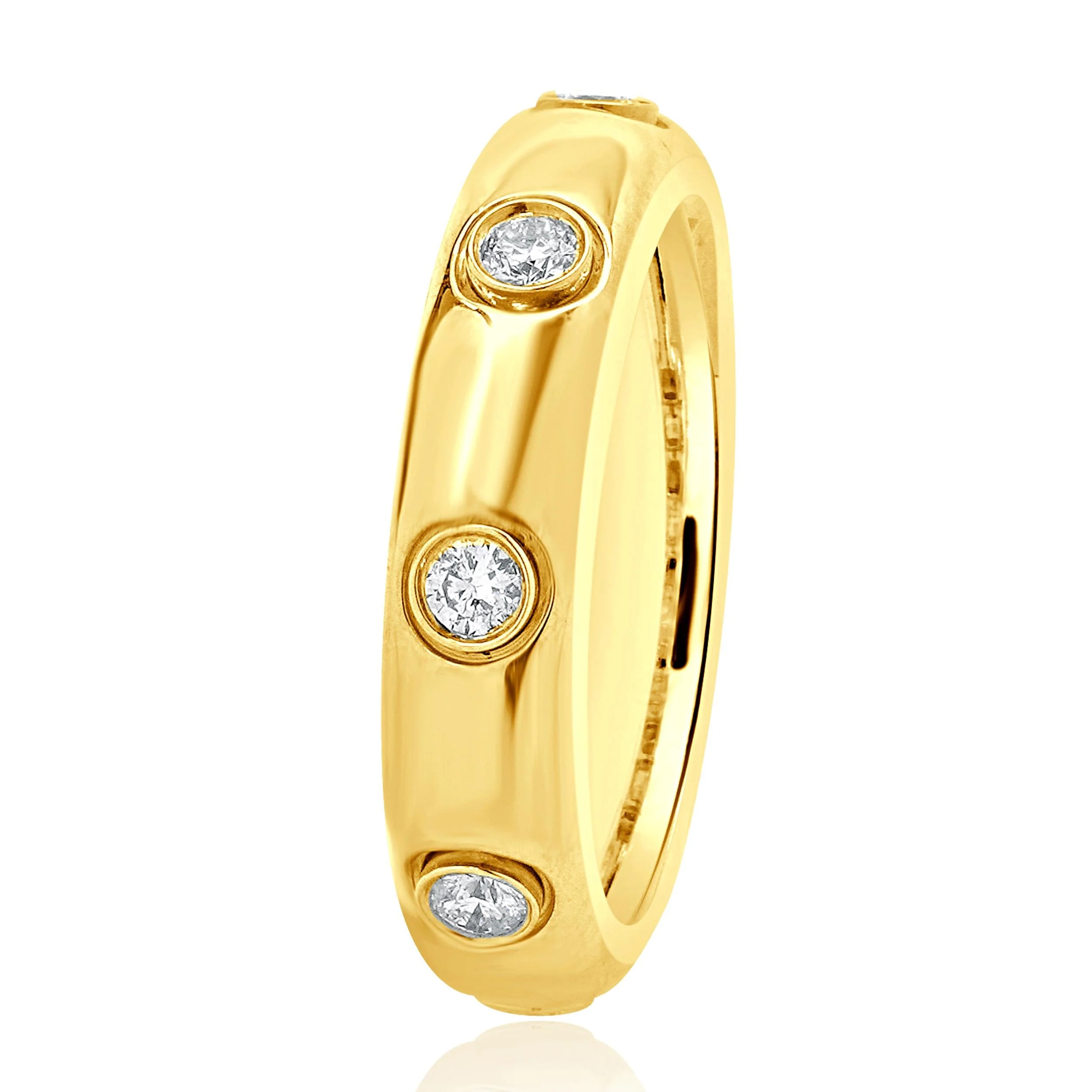 18 Karat Yellow Gold Bezel Set Diamond Band - Image 2