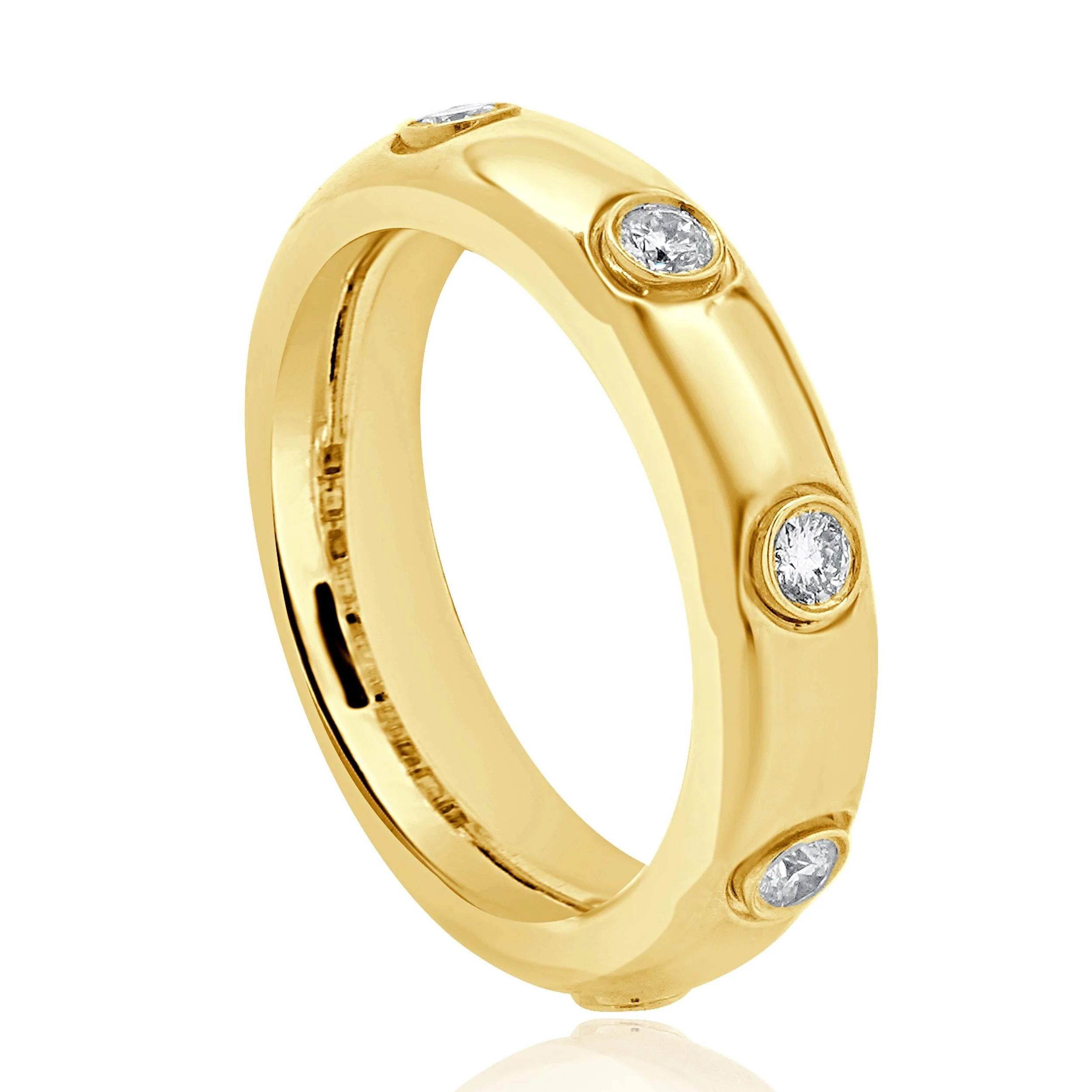 18 Karat Yellow Gold Bezel Set Diamond Band - Image 3