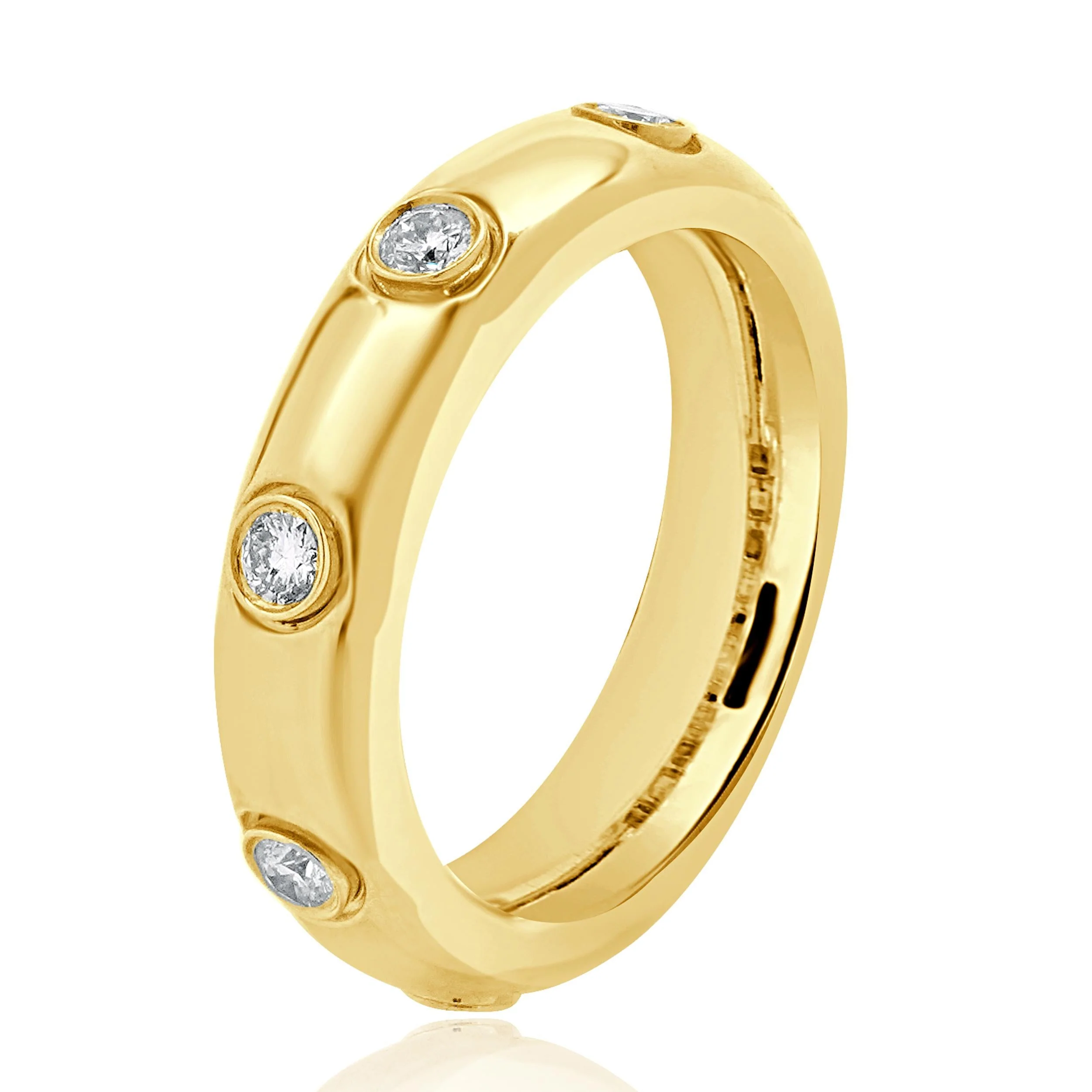 18 Karat Yellow Gold Bezel Set Diamond Band - Image 4