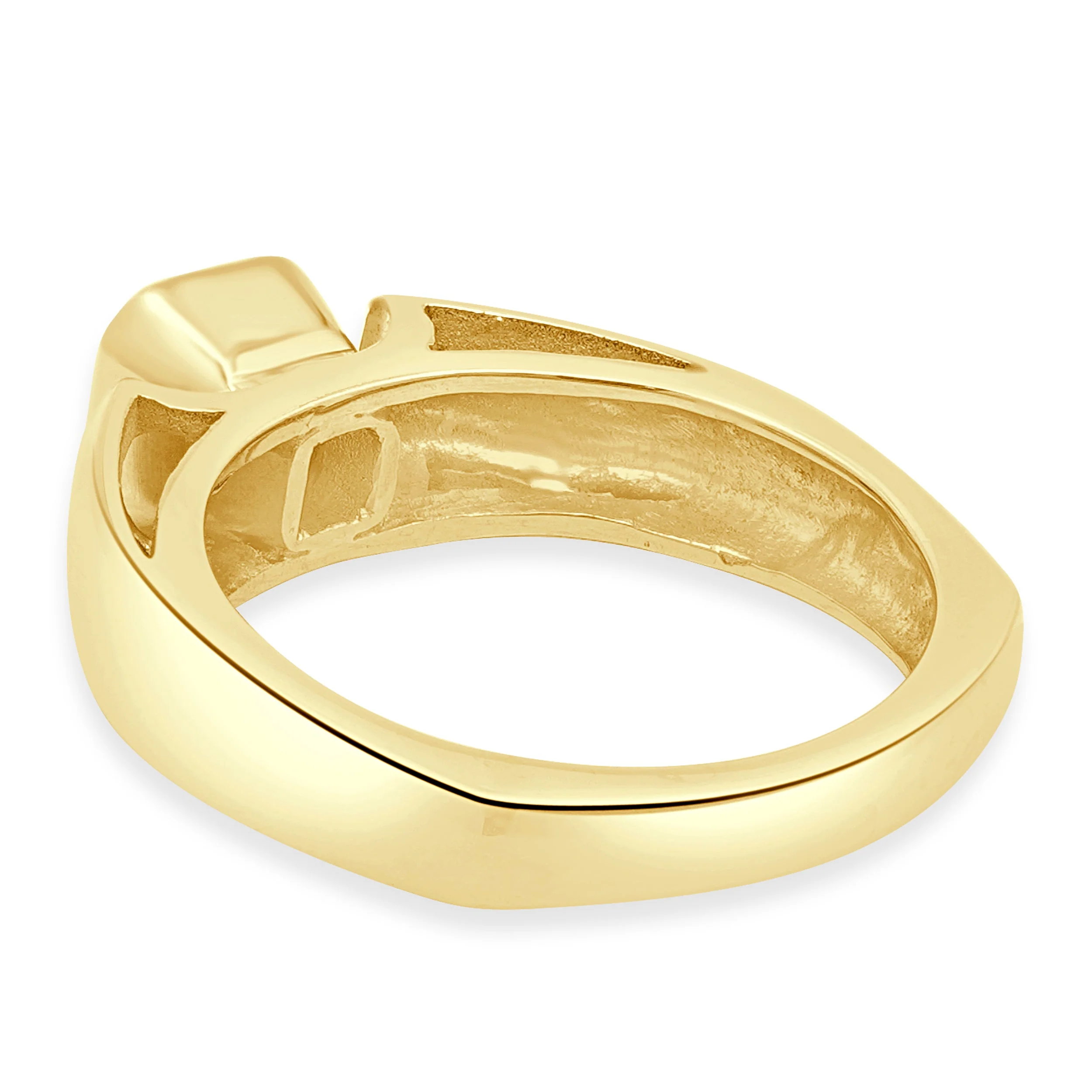 18 Karat Yellow Gold Bezel Set Emerald Cut Emerald Solitaire Ring - Image 4