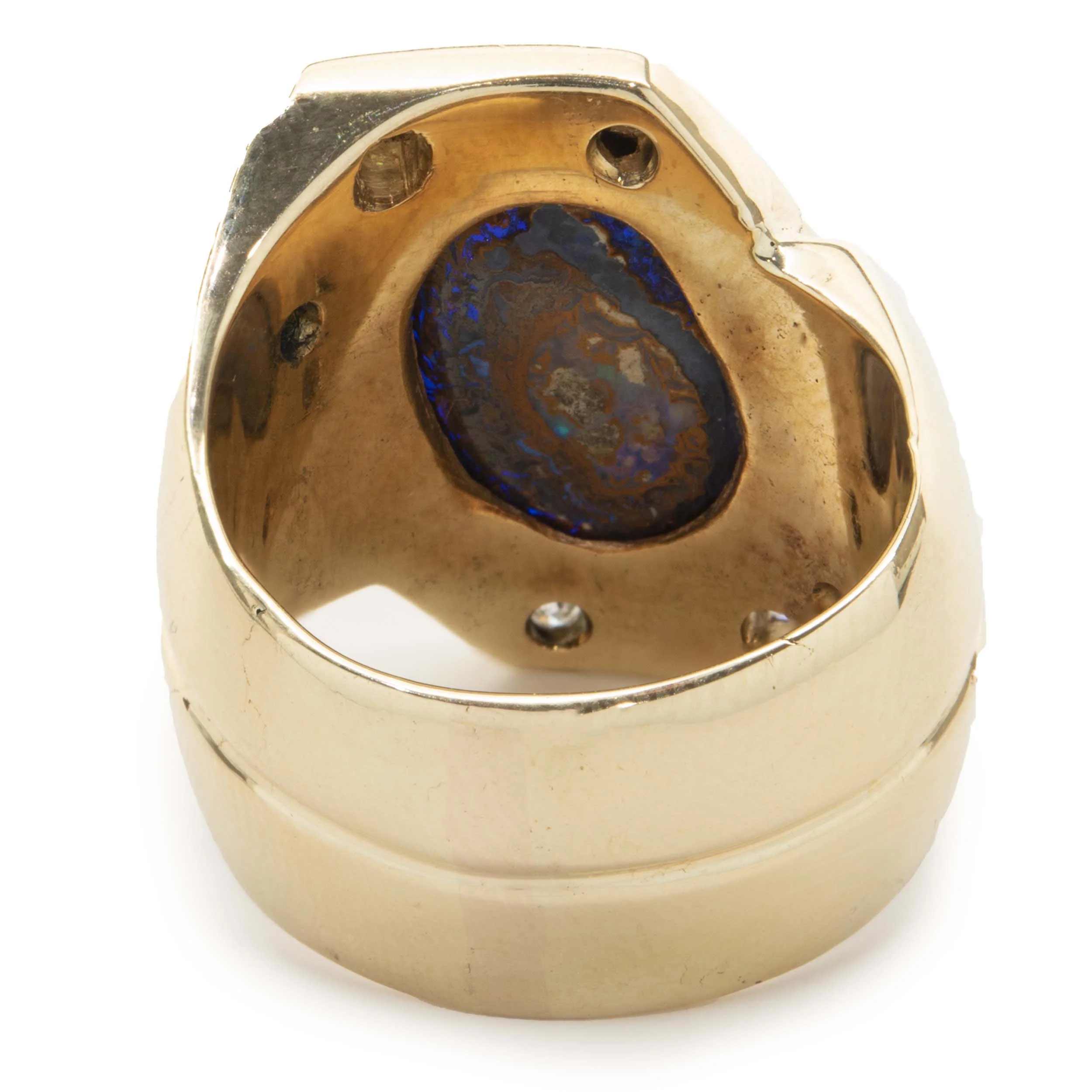 18 Karat Yellow Gold Boulder Opal and Diamond Ring - Image 4