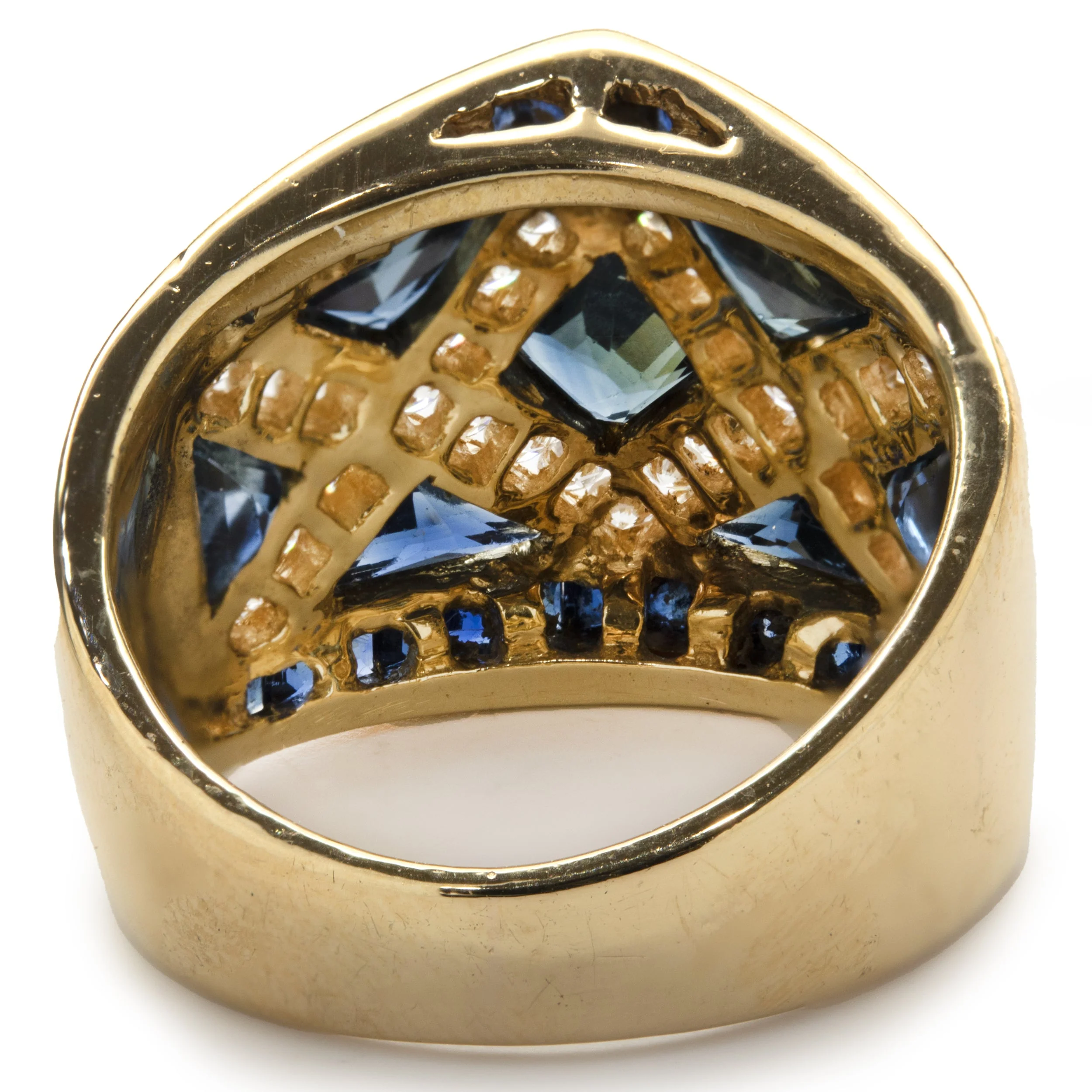 18 Karat Yellow Gold Channel Set Sapphire and Diamond Ring - Image 4