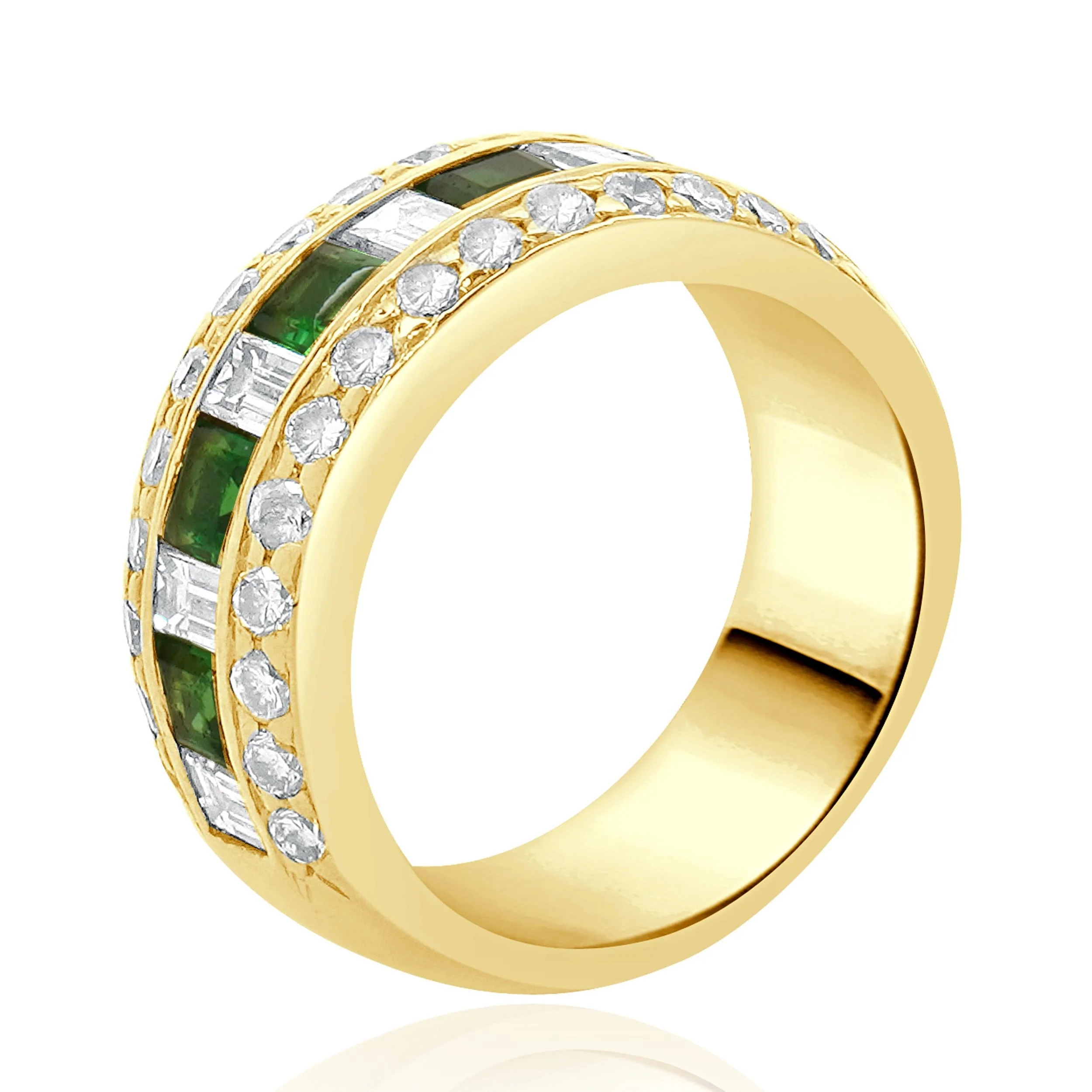 18 Karat Yellow Gold Chrome Tourmaline & Diamond Band - Image 2
