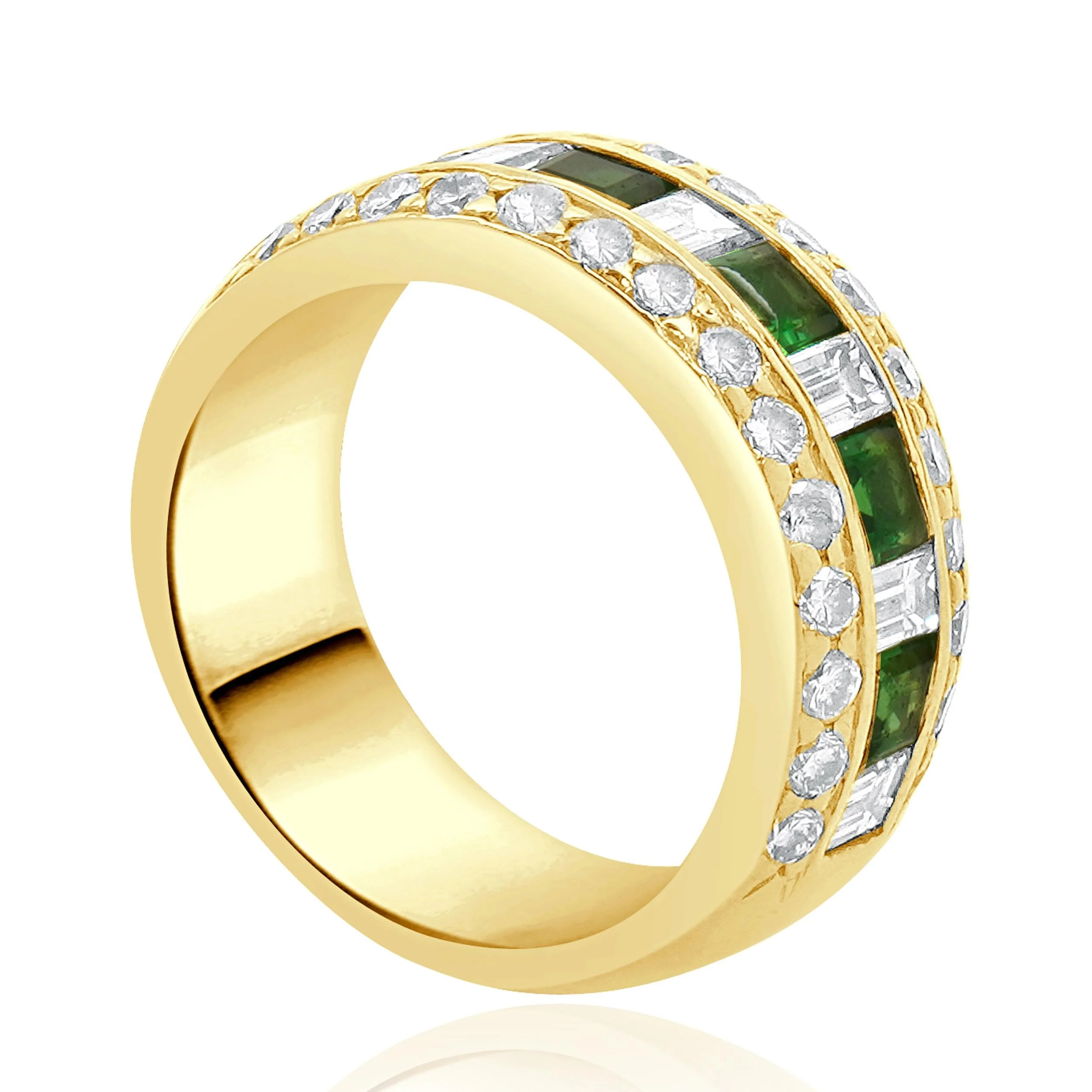 18 Karat Yellow Gold Chrome Tourmaline & Diamond Band - Image 4