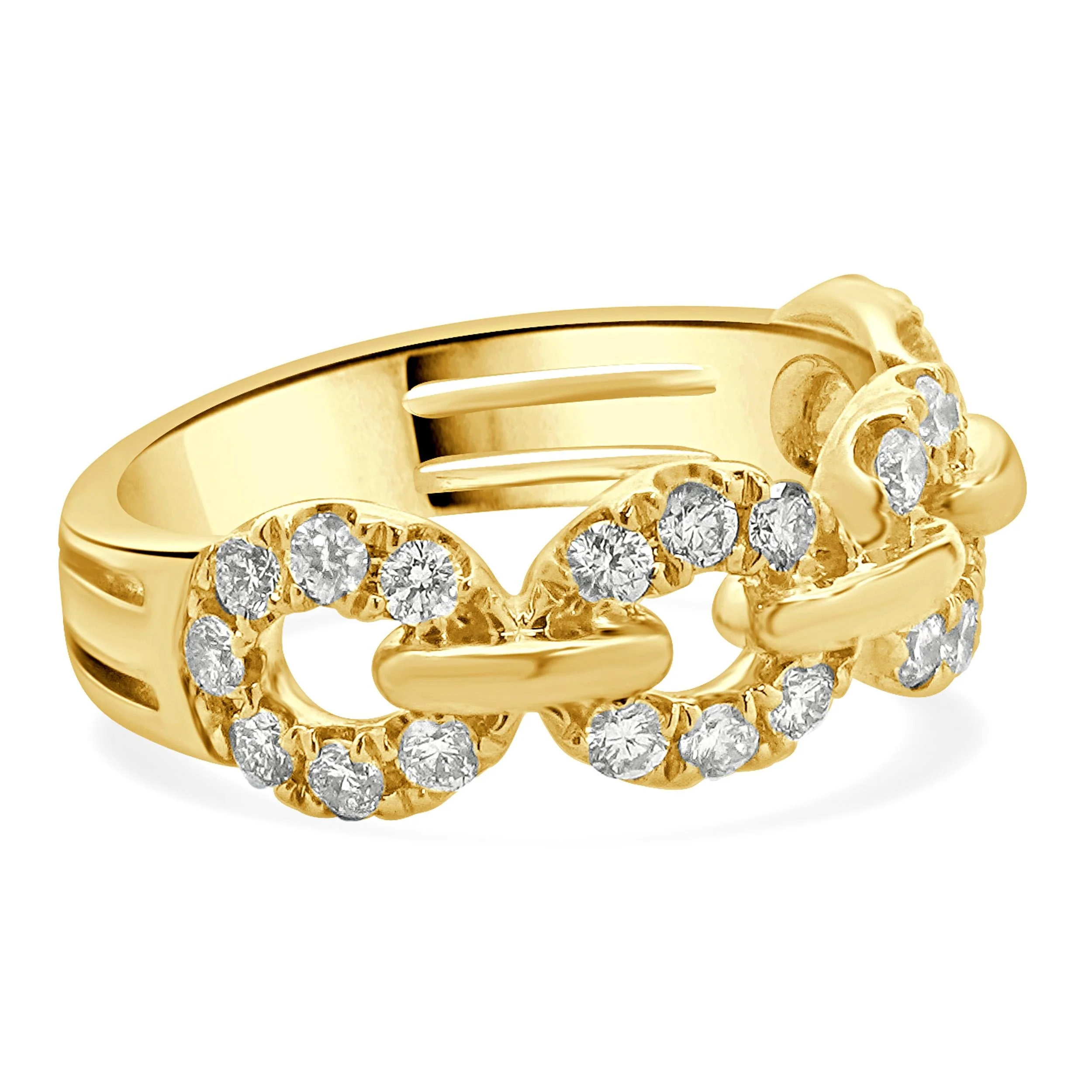 18 Karat Yellow Gold Circle Link Diamond Band - Image 2