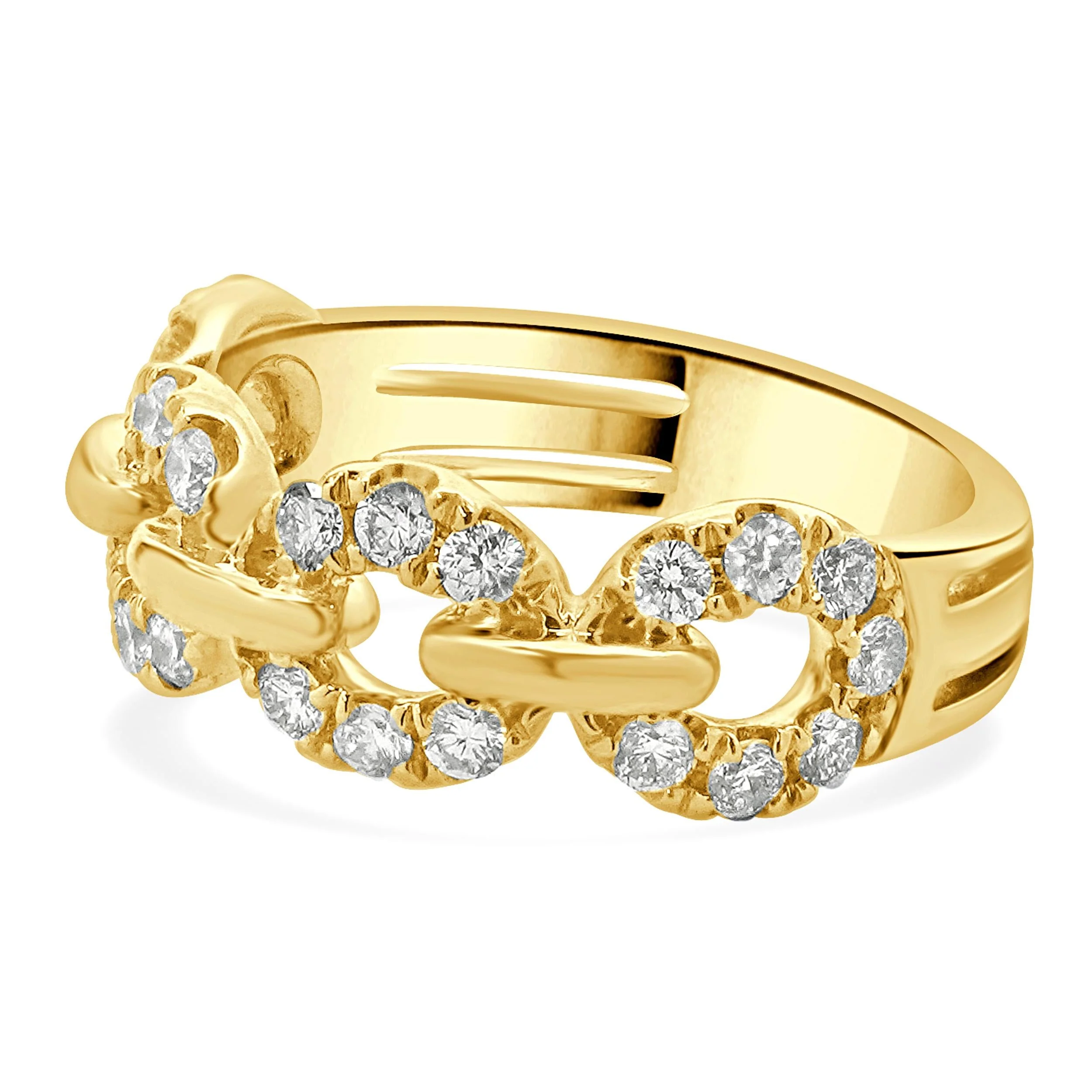 18 Karat Yellow Gold Circle Link Diamond Band - Image 3