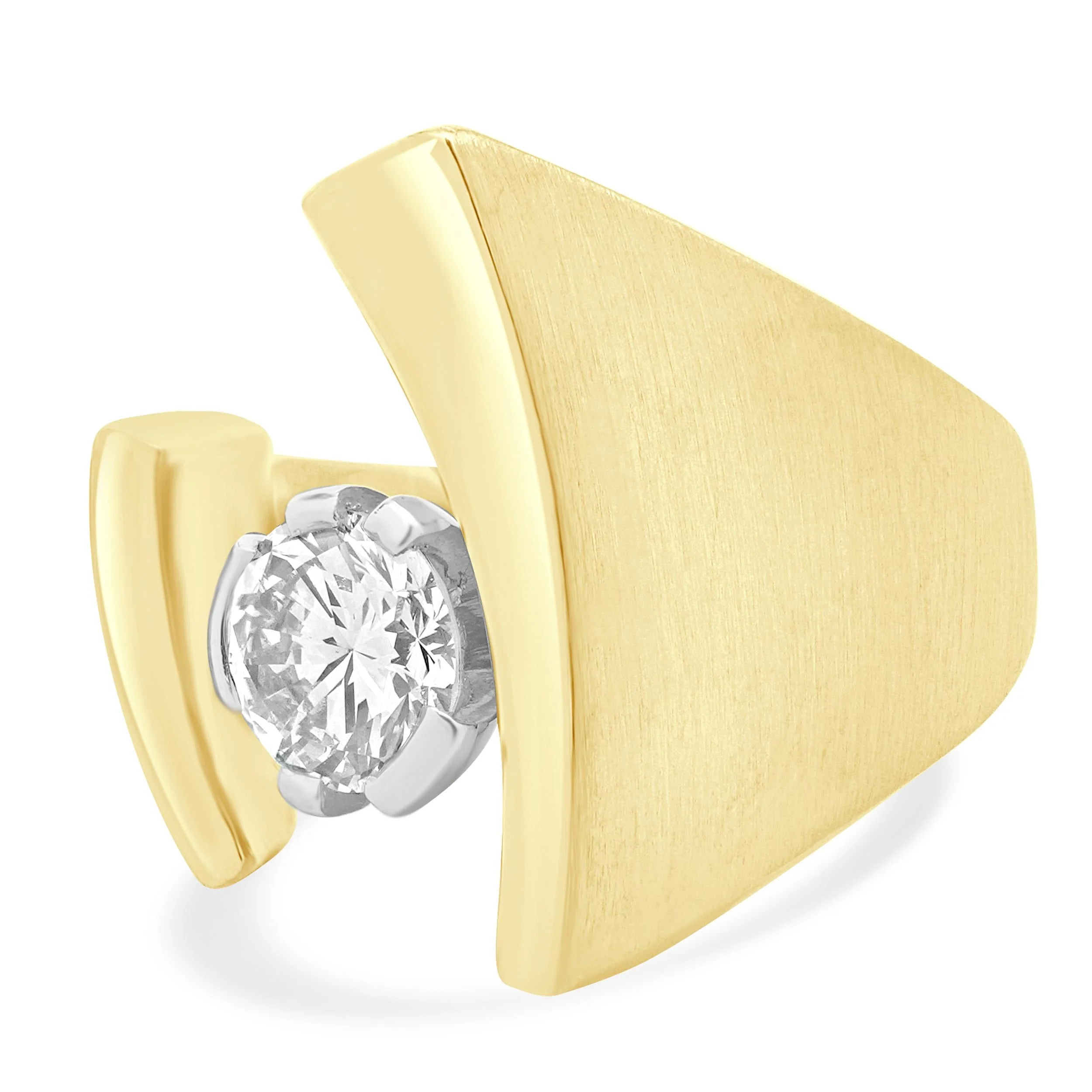 18 Karat Yellow Gold Custom Designed Round Brilliant Cut Diamond Engagement Ring - Image 2