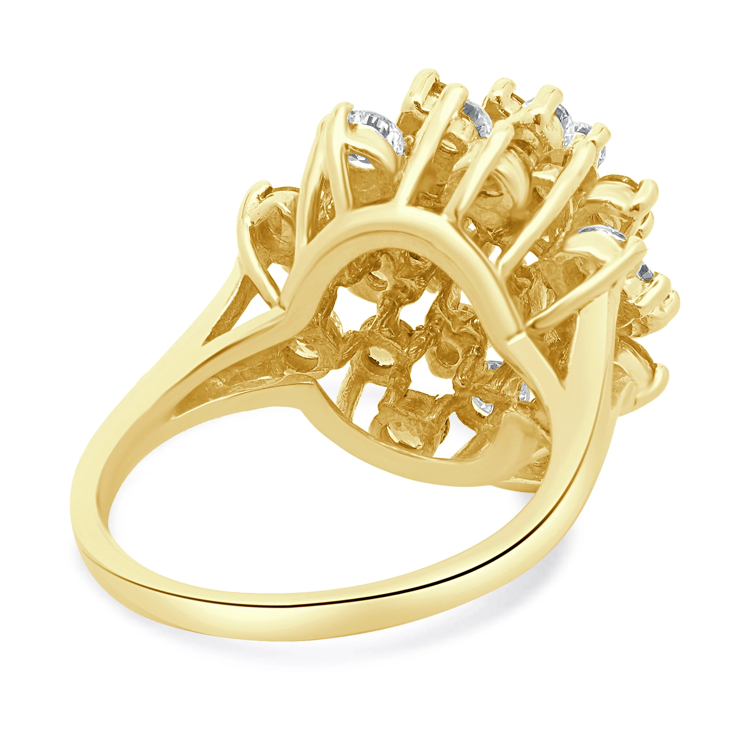 18 Karat Yellow Gold Diamond and Ruby Cocktail Swirl Ring - Image 4