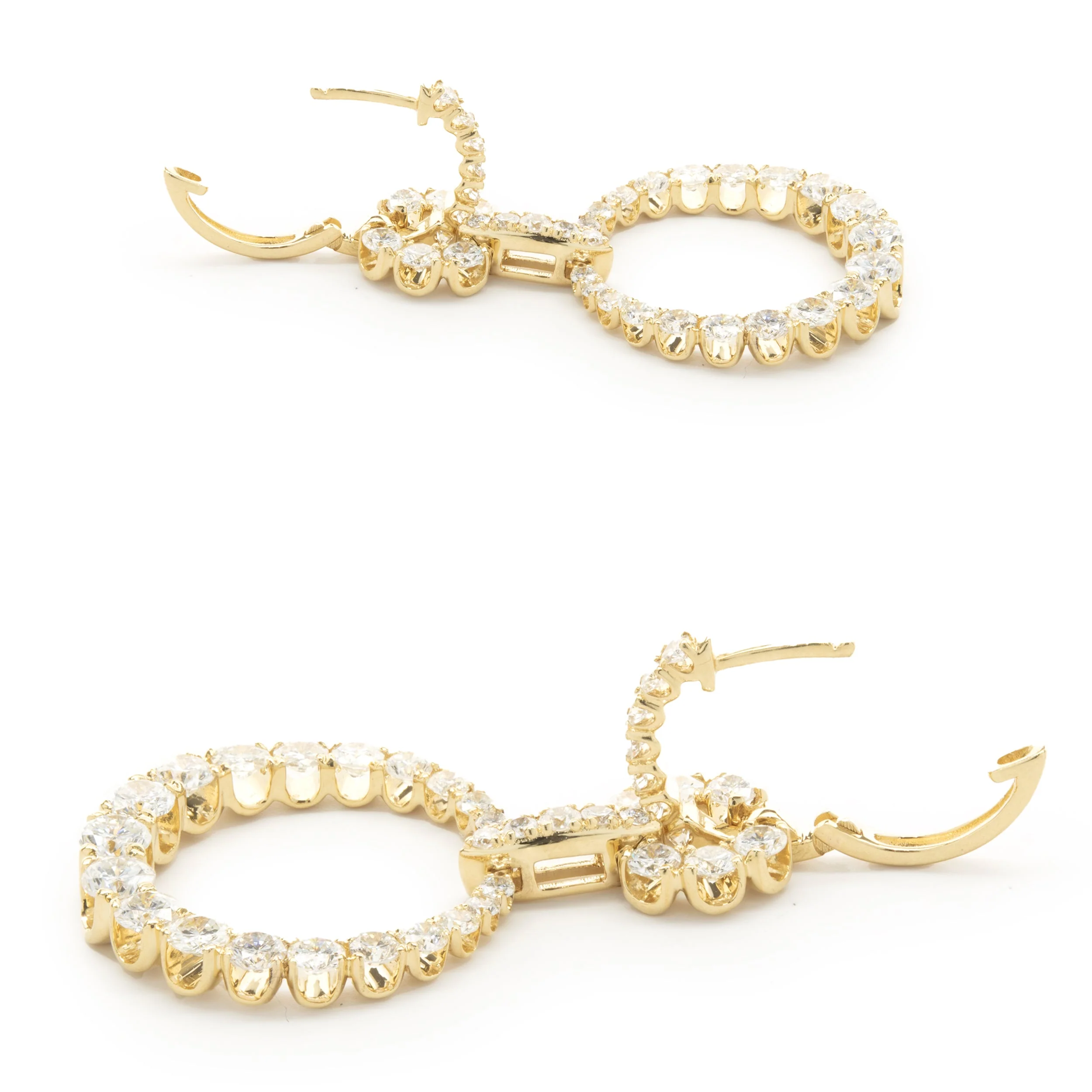 18 Karat Yellow Gold Diamond Circle Drop Earrings - Image 4