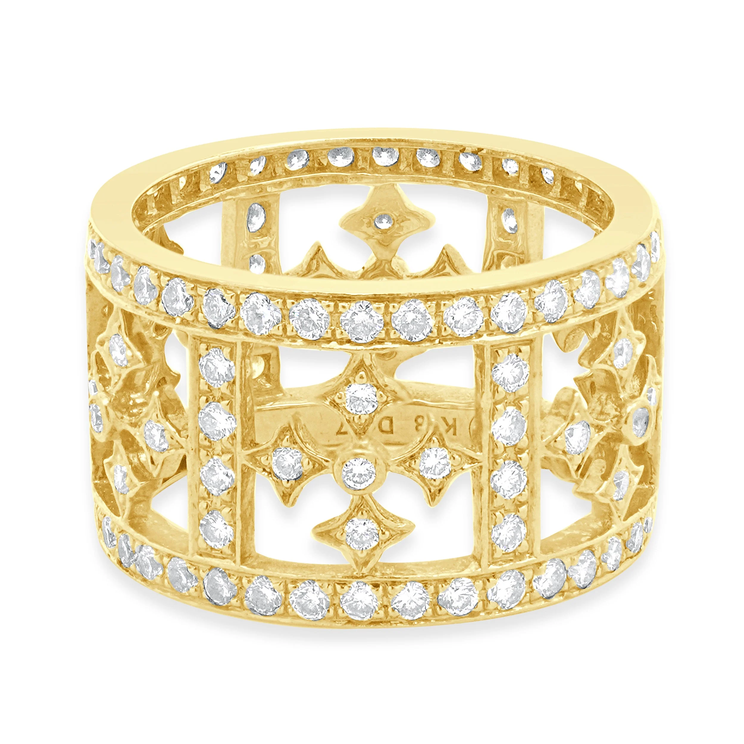 18 Karat Yellow Gold Diamond Cross Ring