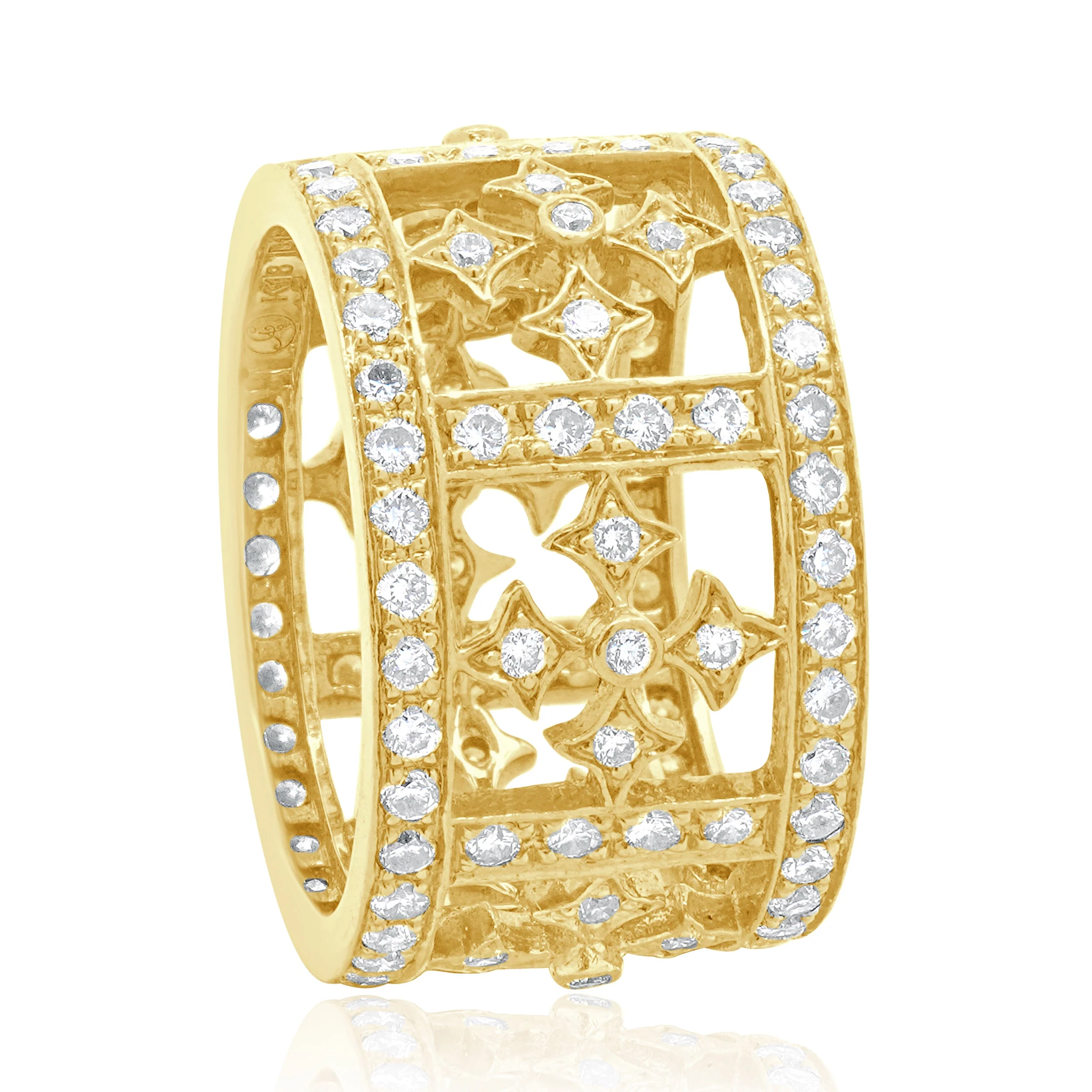 18 Karat Yellow Gold Diamond Cross Ring - Image 2