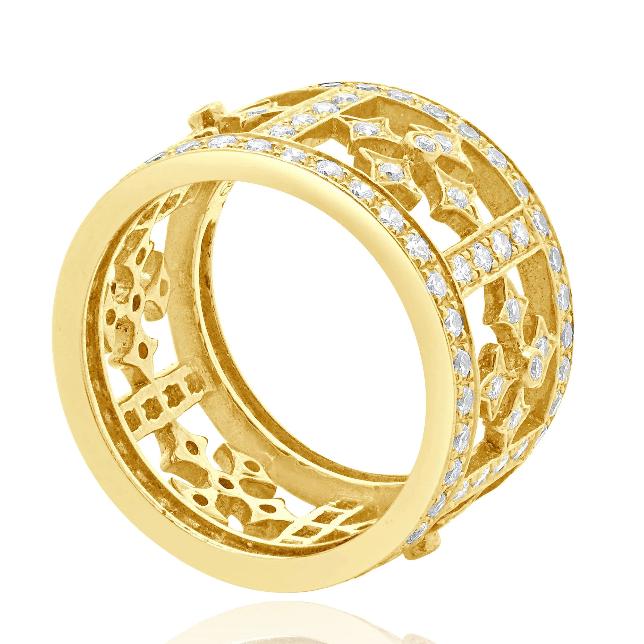 18 Karat Yellow Gold Diamond Cross Ring - Image 4