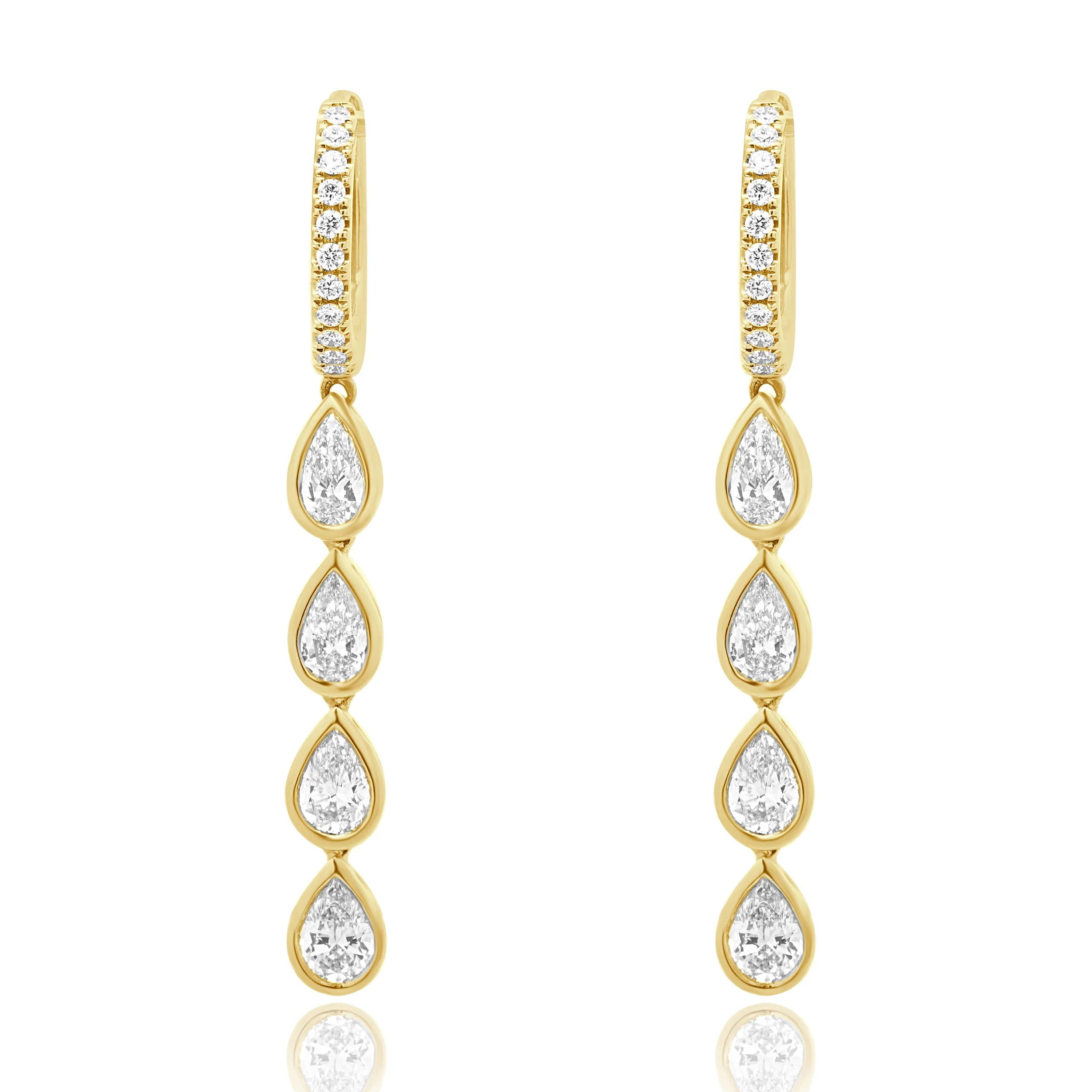 18 Karat Yellow Gold Diamond Dangle Earrings