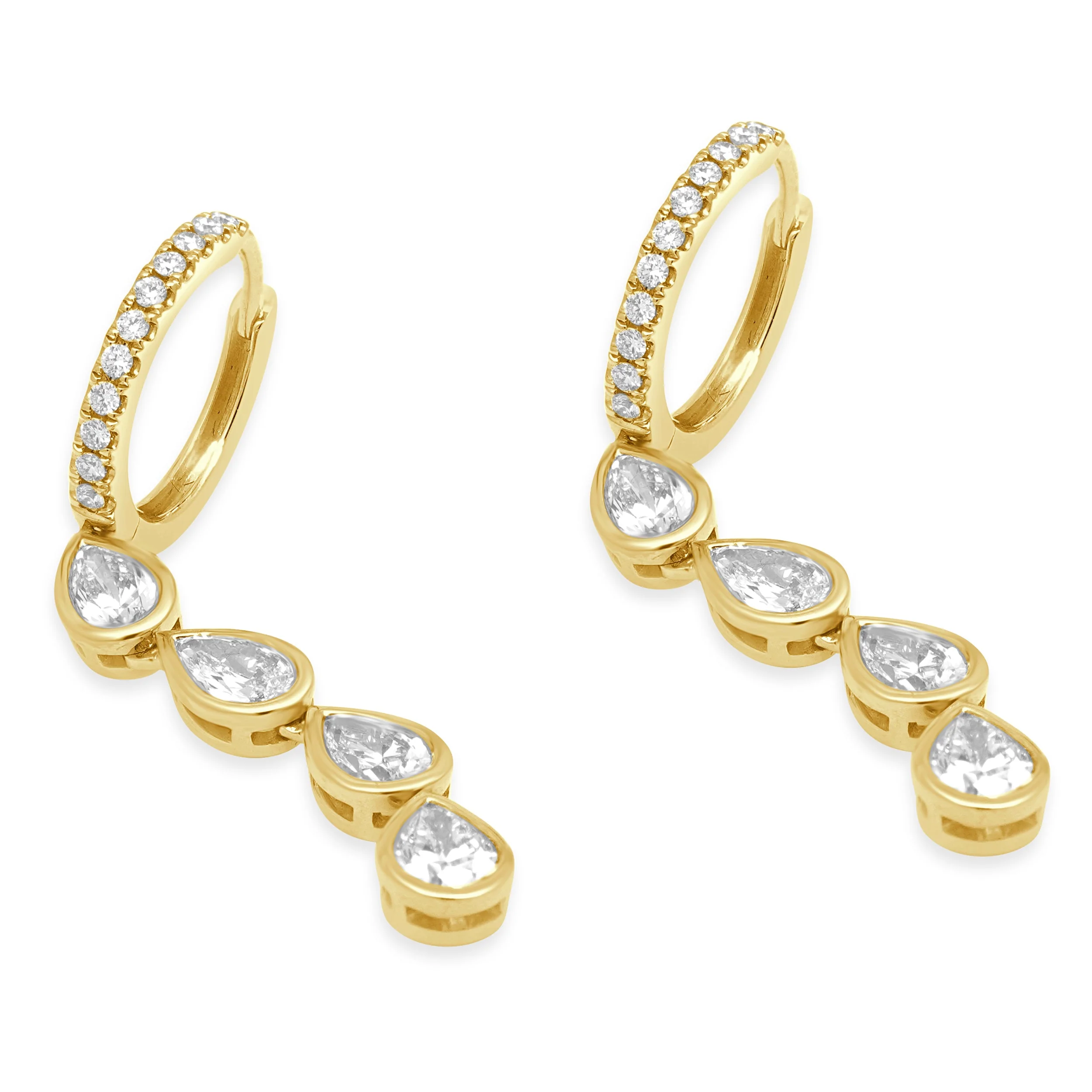 18 Karat Yellow Gold Diamond Dangle Earrings - Image 2