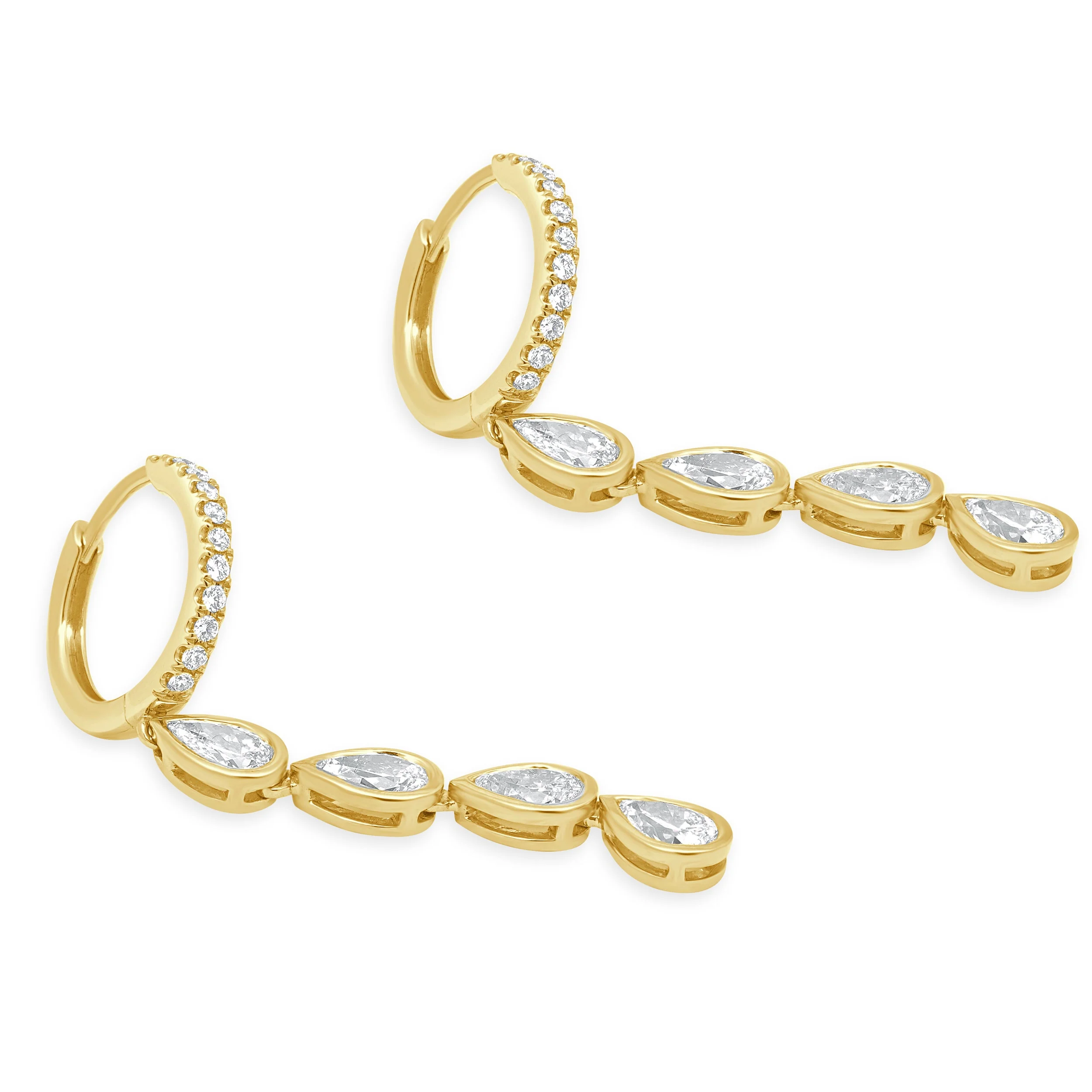 18 Karat Yellow Gold Diamond Dangle Earrings - Image 3