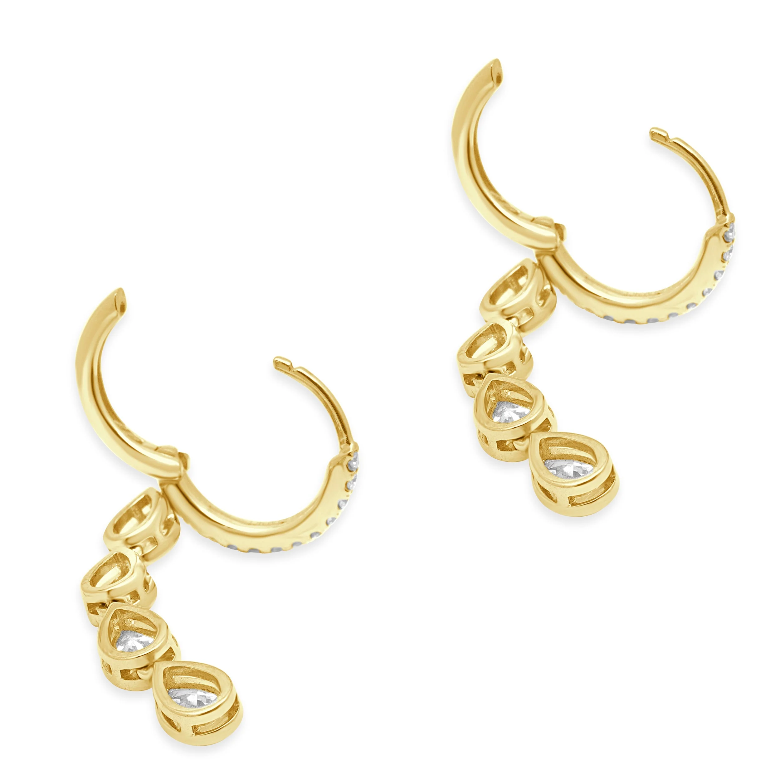 18 Karat Yellow Gold Diamond Dangle Earrings - Image 4