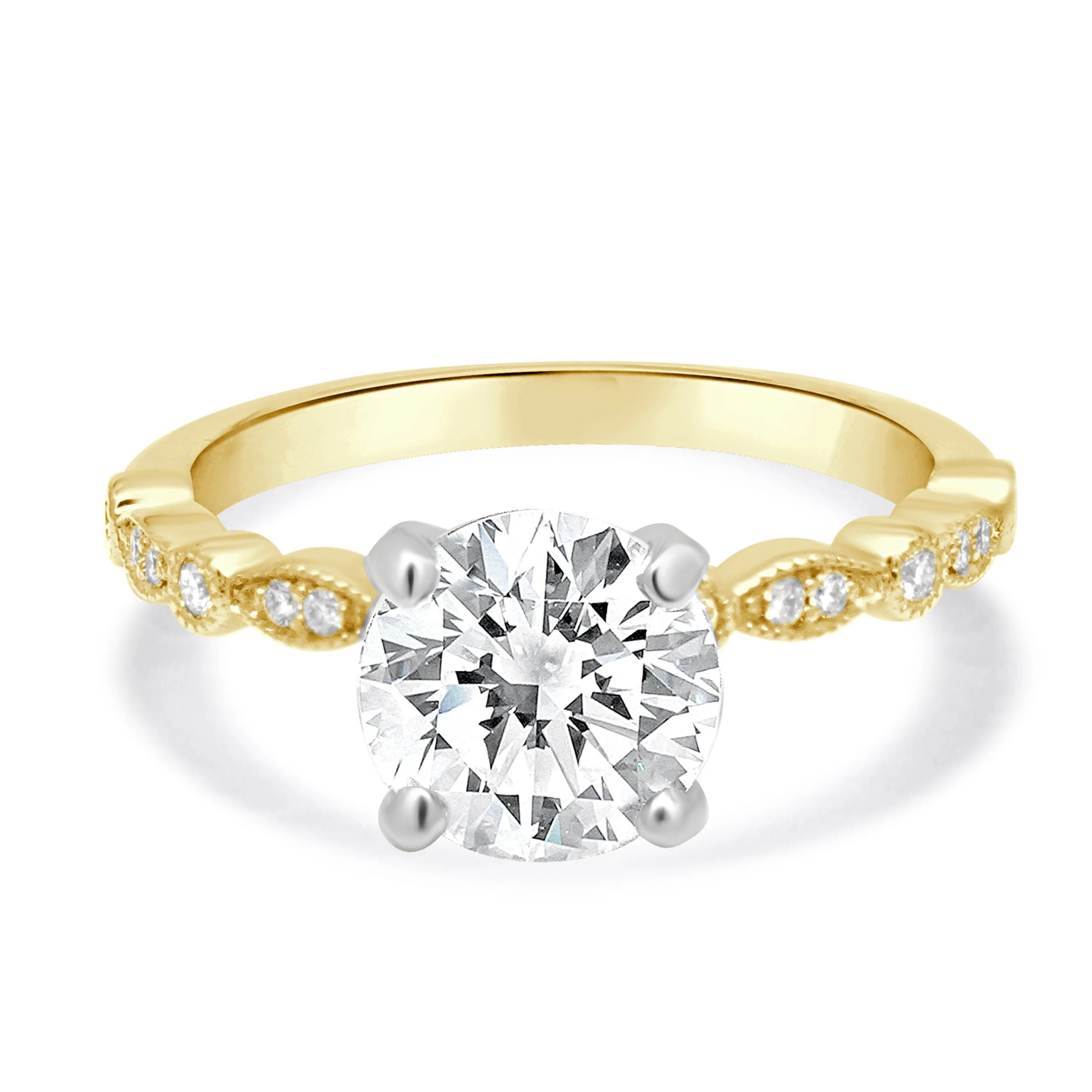 18 Karat Yellow Gold Diamond Engagement Ring