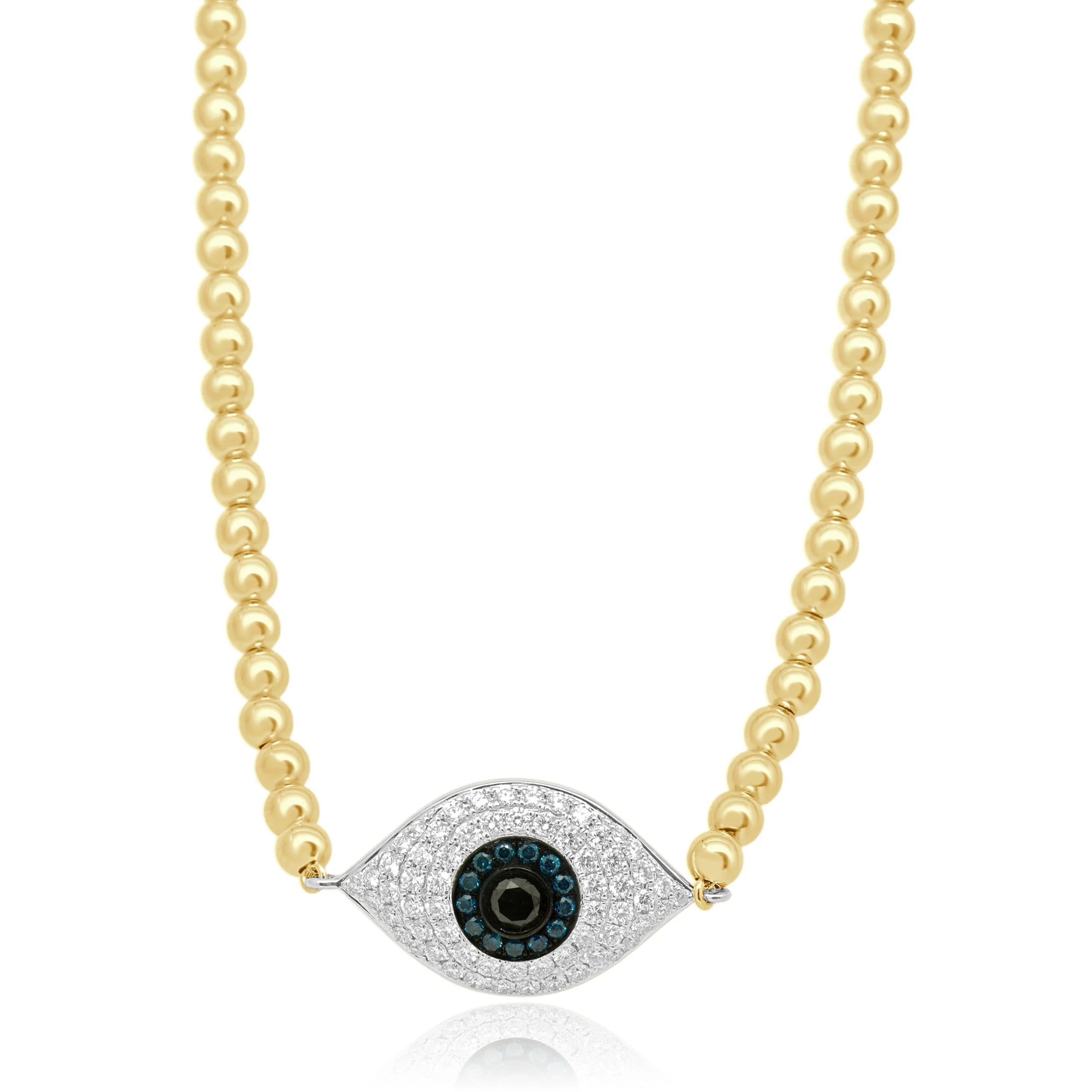 18 Karat Yellow Gold Diamond Evil Eye Necklace