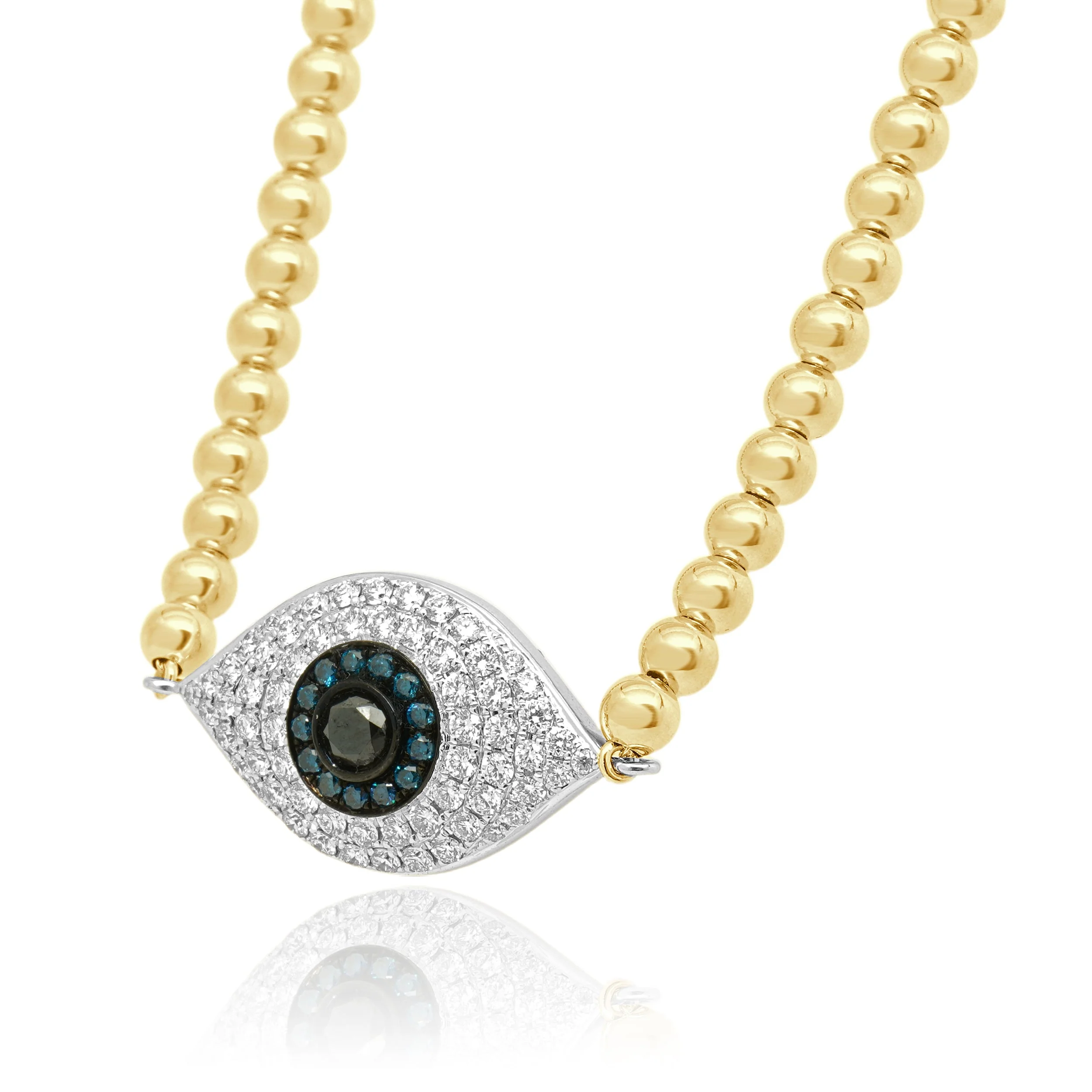 18 Karat Yellow Gold Diamond Evil Eye Necklace - Image 2