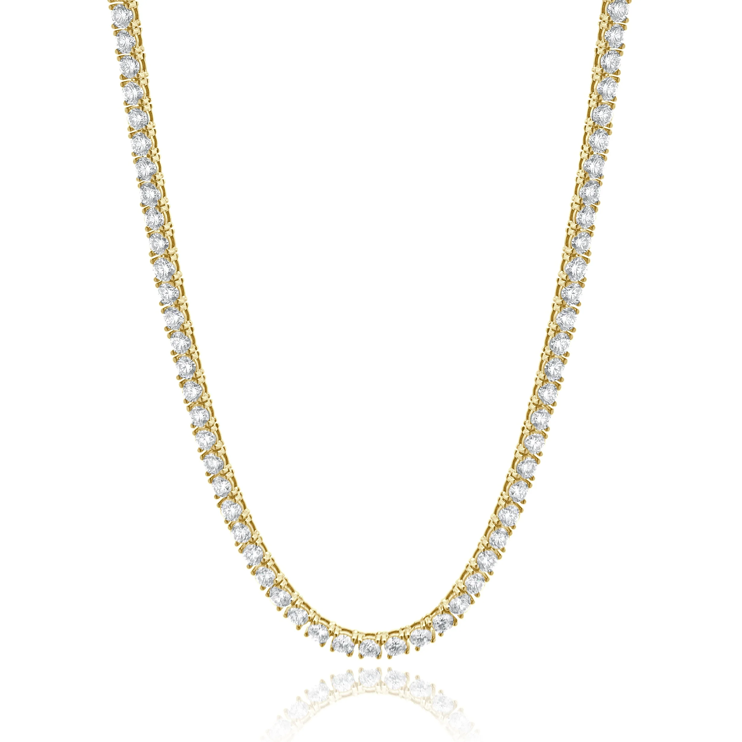 18 Karat Yellow Gold Diamond Inline Tennis Necklace