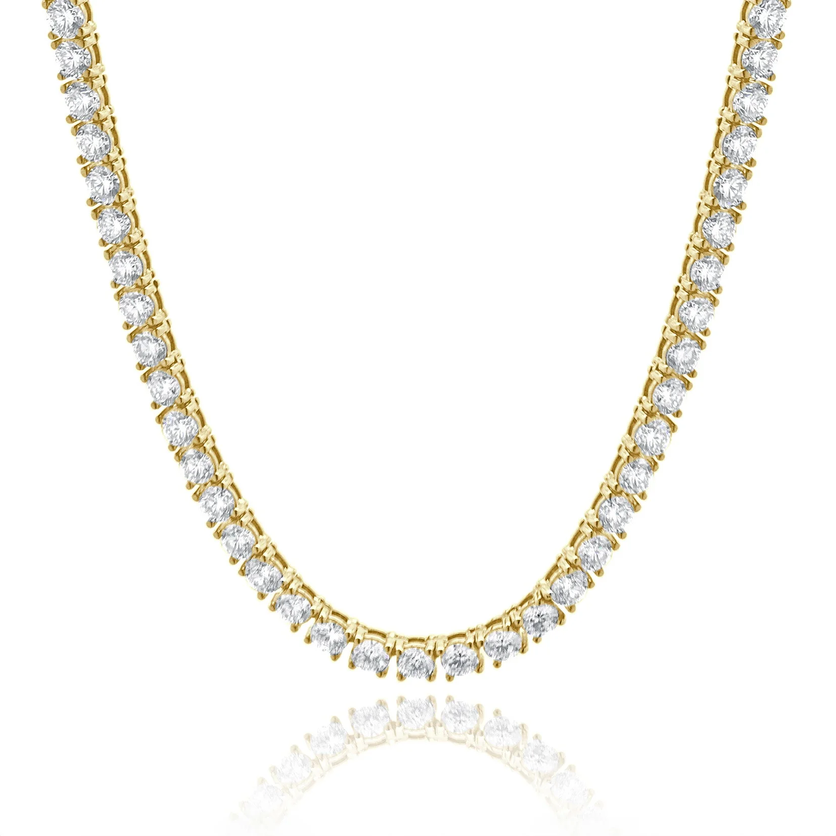 18 Karat Yellow Gold Diamond Inline Tennis Necklace - Image 2