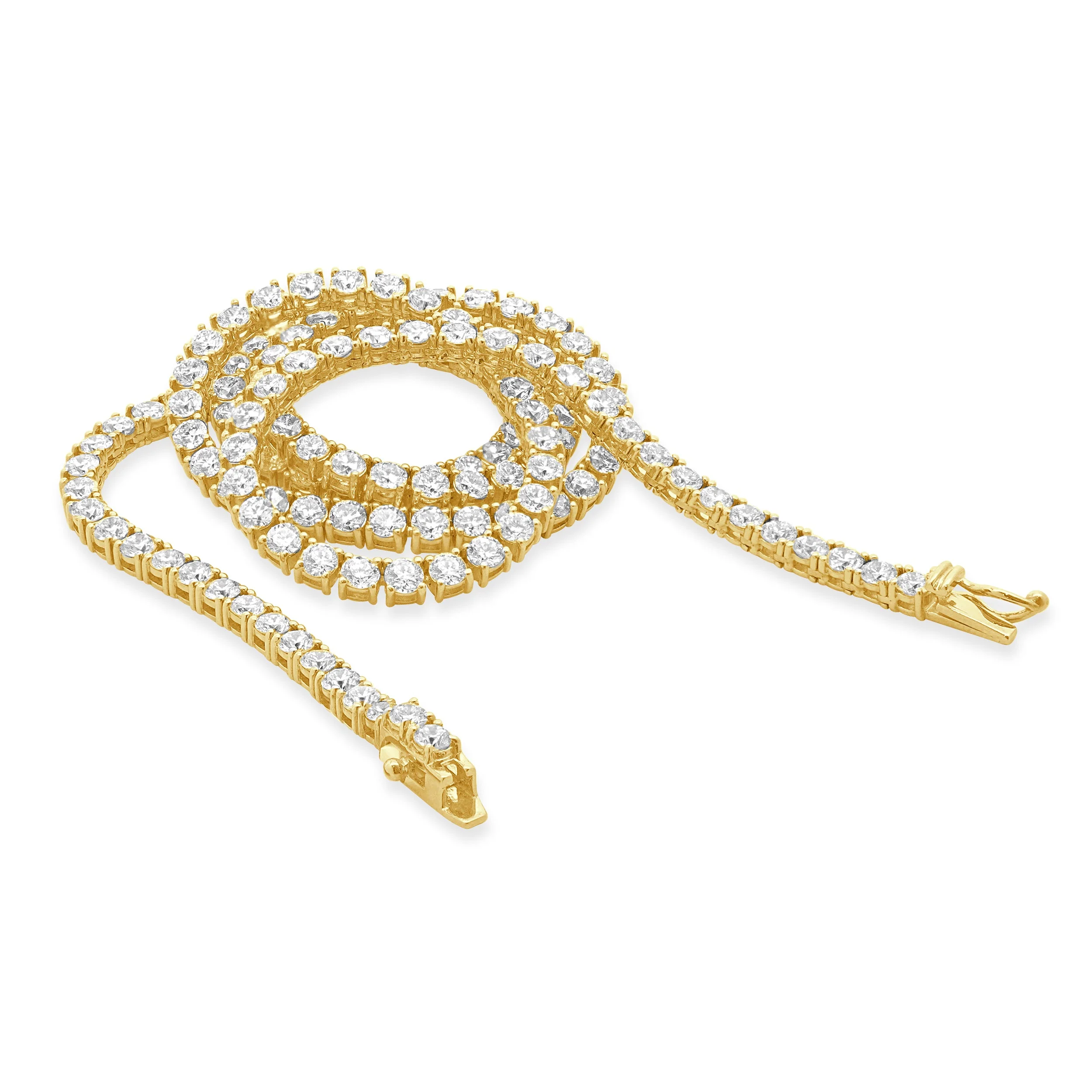 18 Karat Yellow Gold Diamond Inline Tennis Necklace - Image 4
