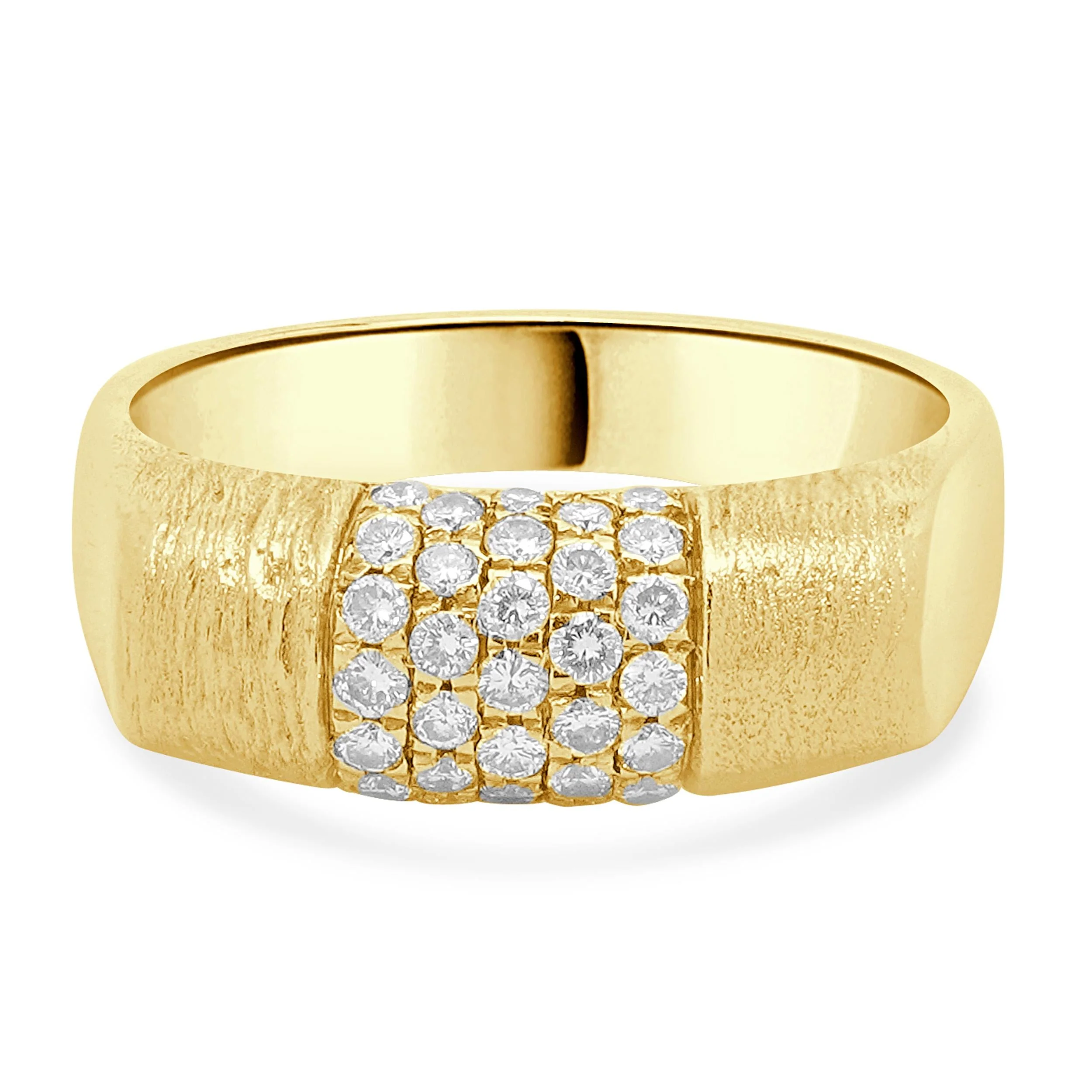 18 Karat Yellow Gold Diamond Pave Ring