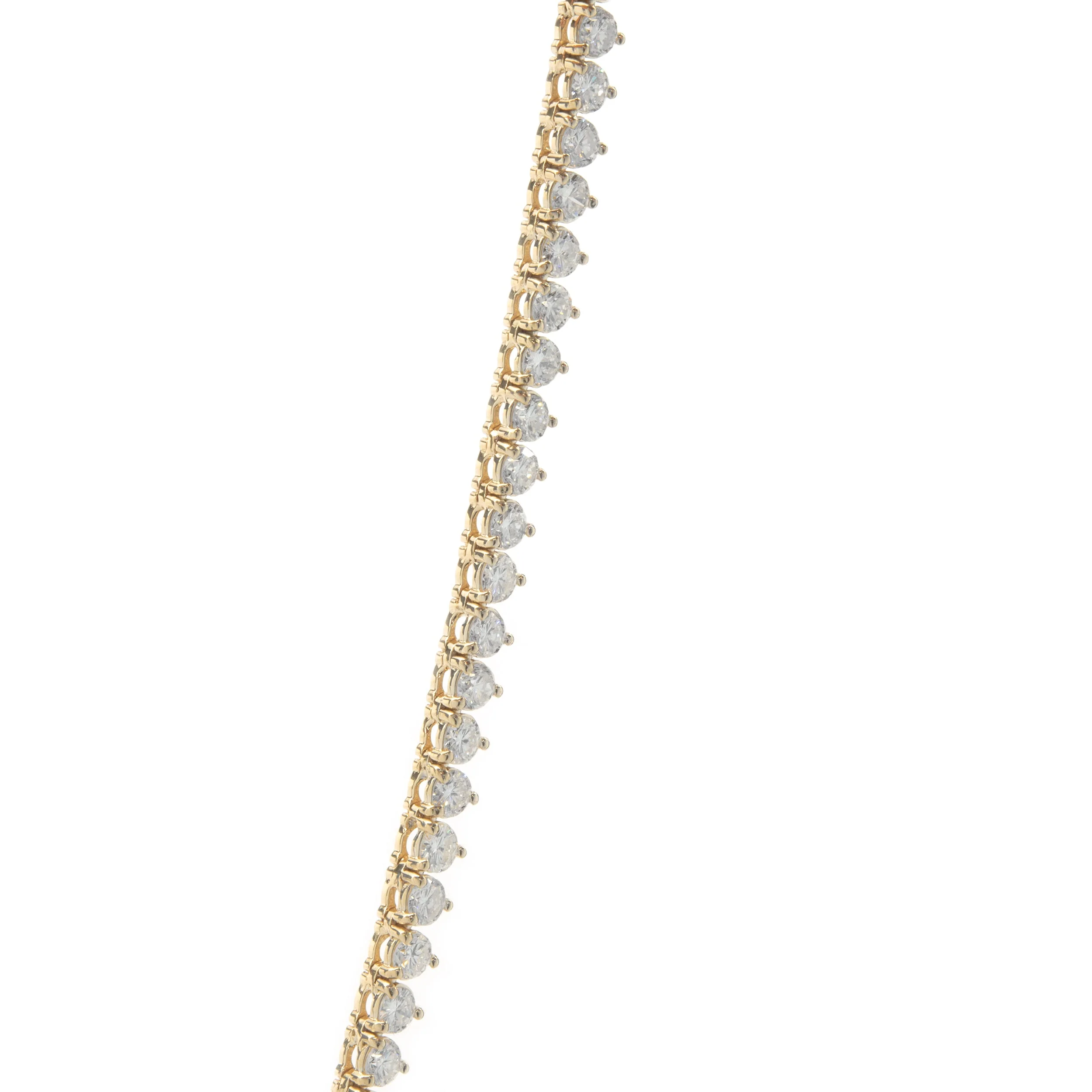 18 Karat Yellow Gold Diamond Tennis Necklace - Image 2