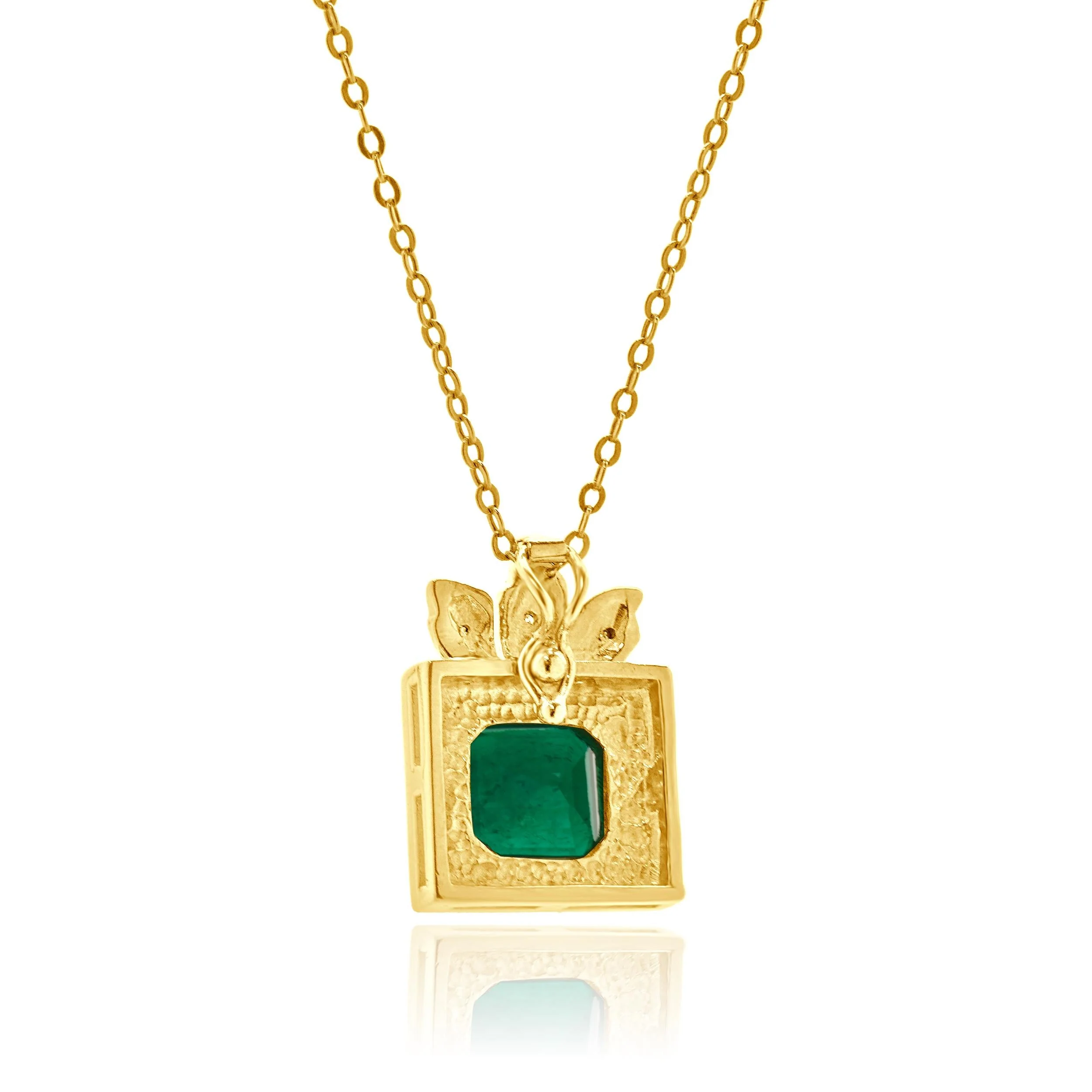 18 Karat Yellow Gold Emerald and Diamond Enhancer Necklace - Image 3