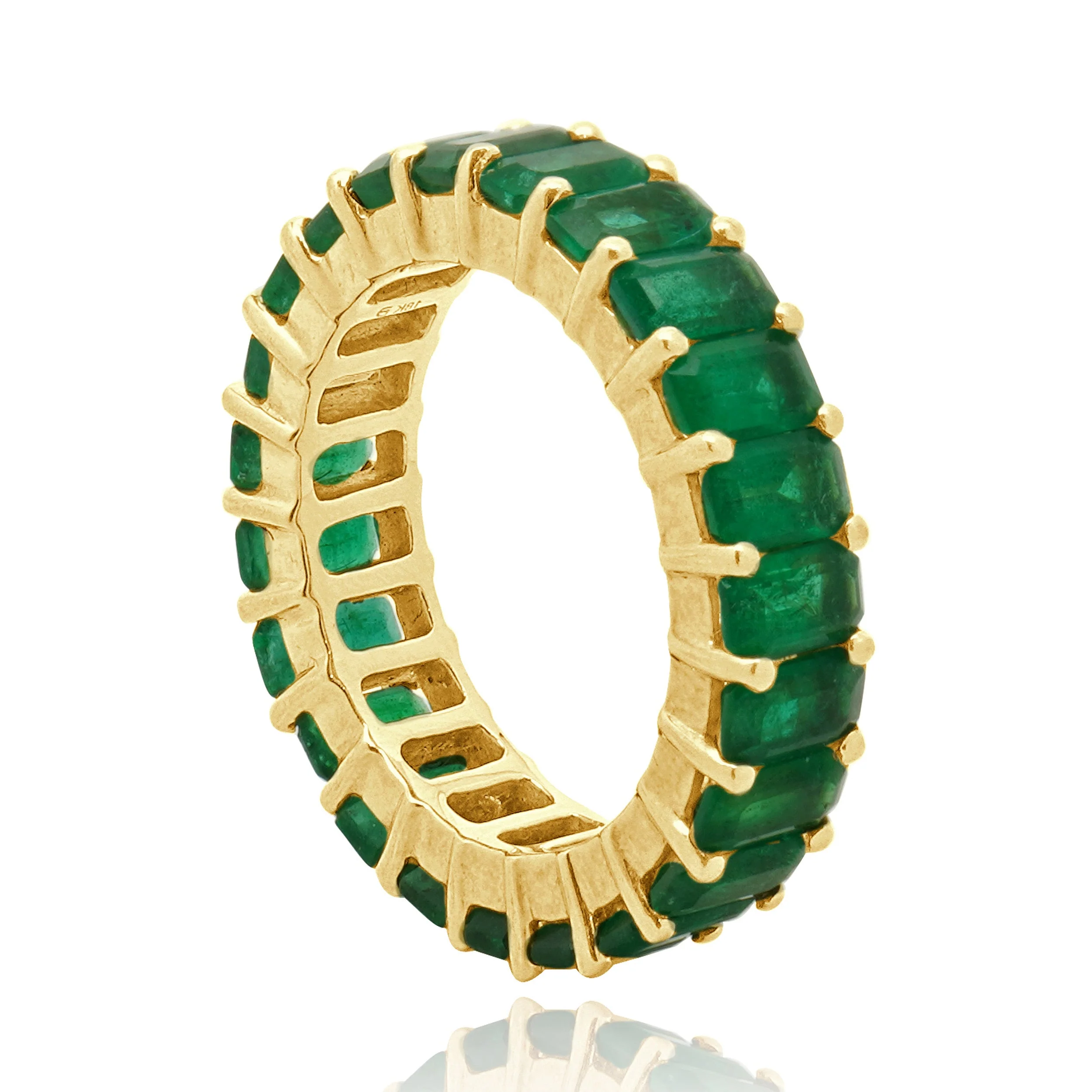 18 Karat Yellow Gold Emerald Eternity Band - Image 4