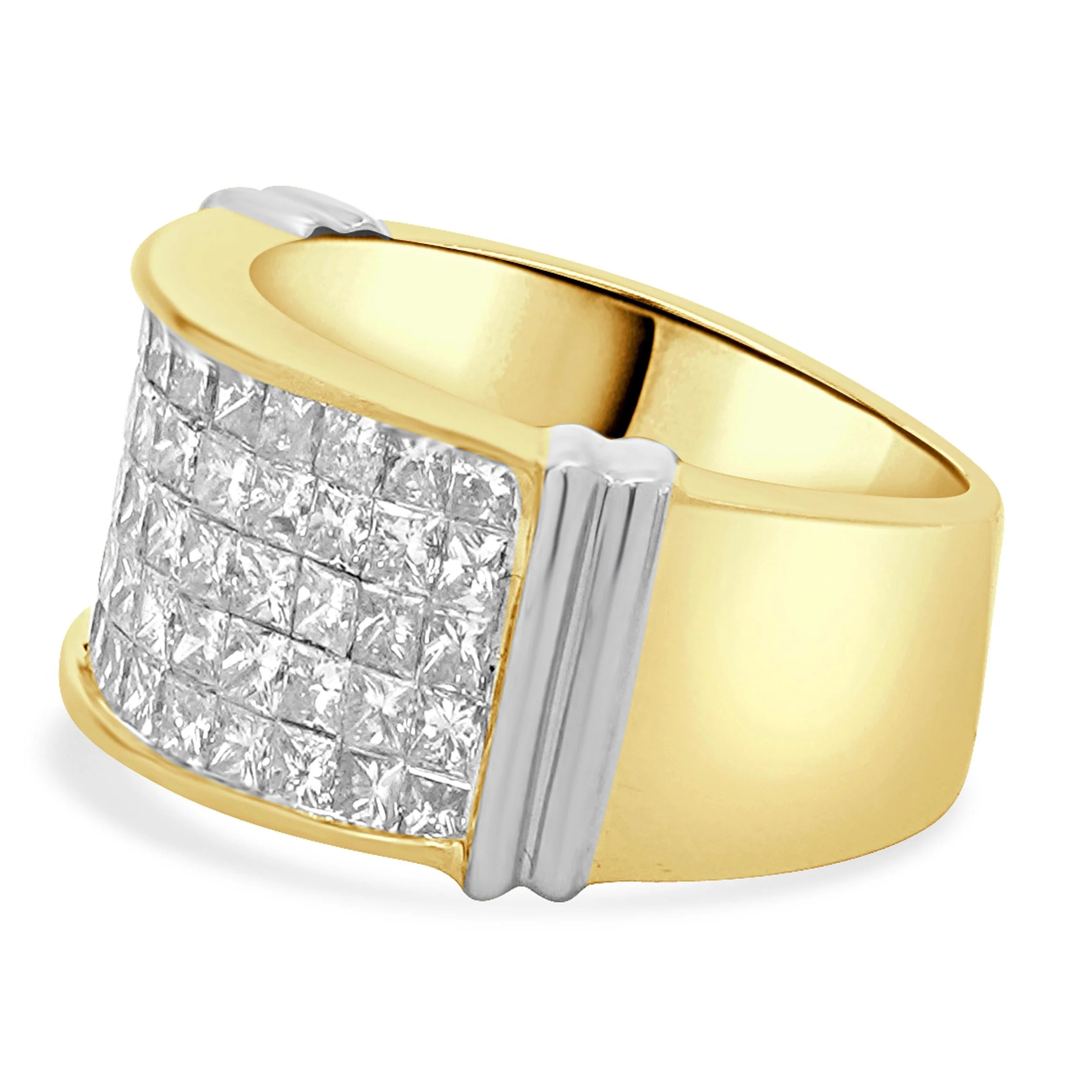 18 Karat Yellow Gold Five Row Invisible Set Diamond Ring - Image 2