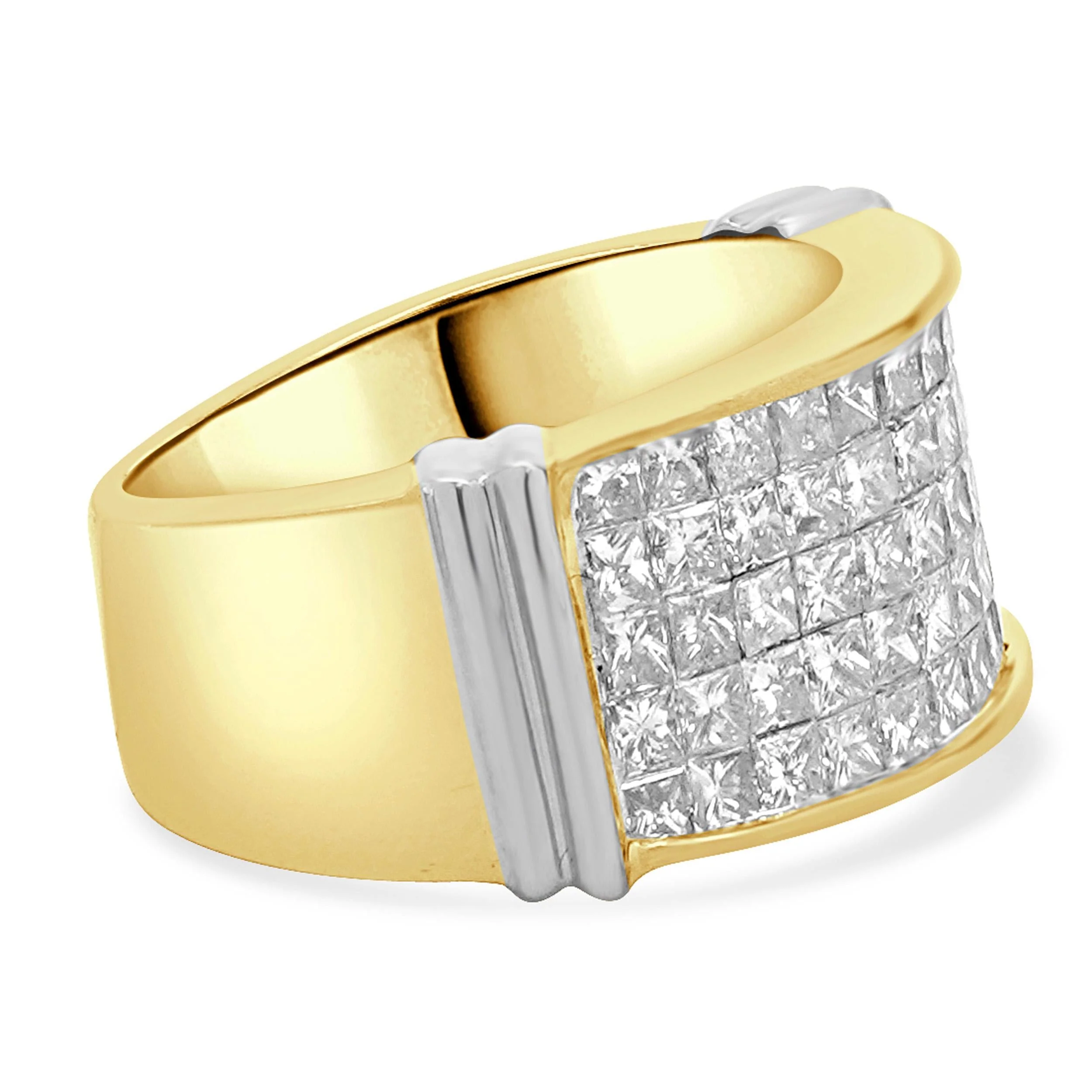 18 Karat Yellow Gold Five Row Invisible Set Diamond Ring - Image 3