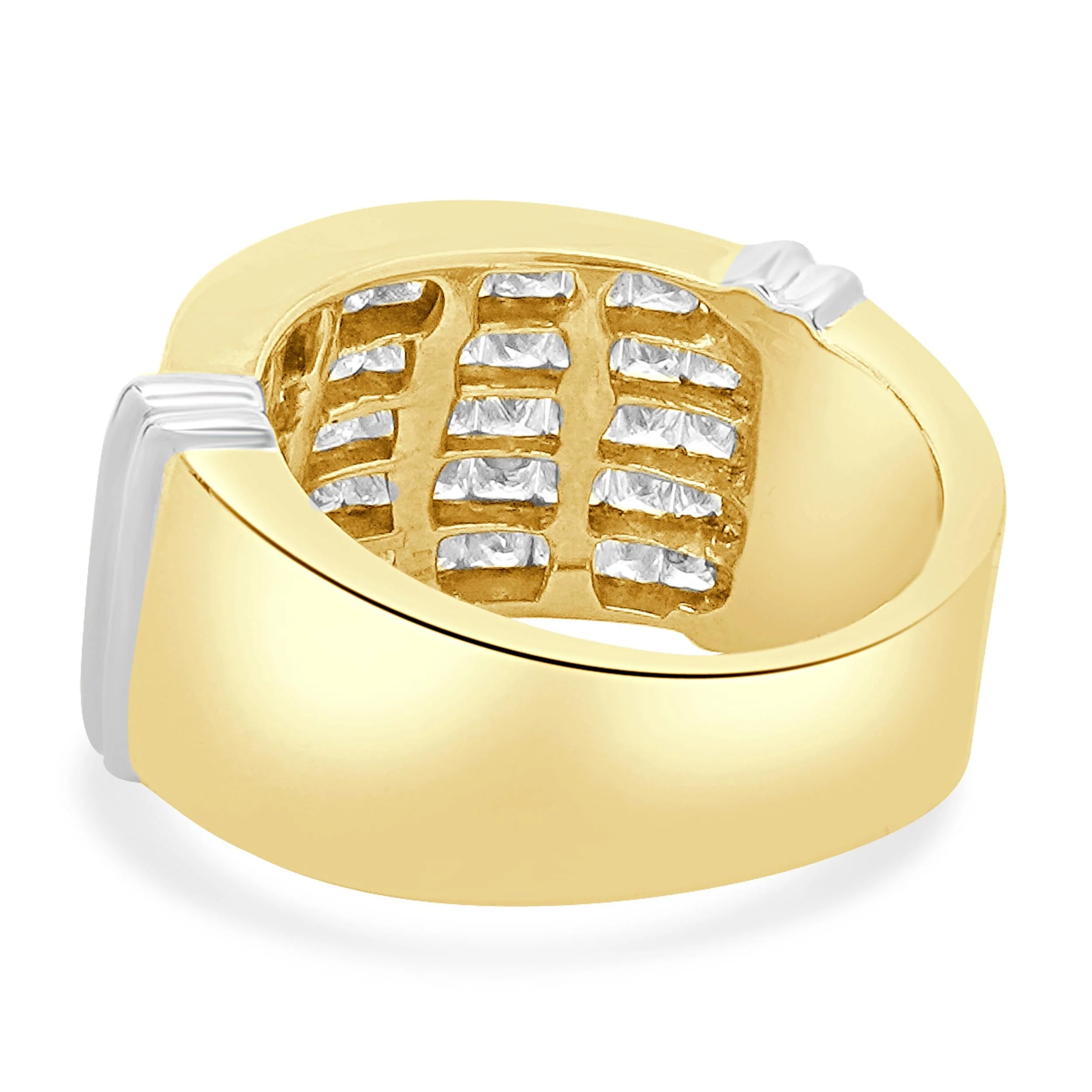 18 Karat Yellow Gold Five Row Invisible Set Diamond Ring - Image 4