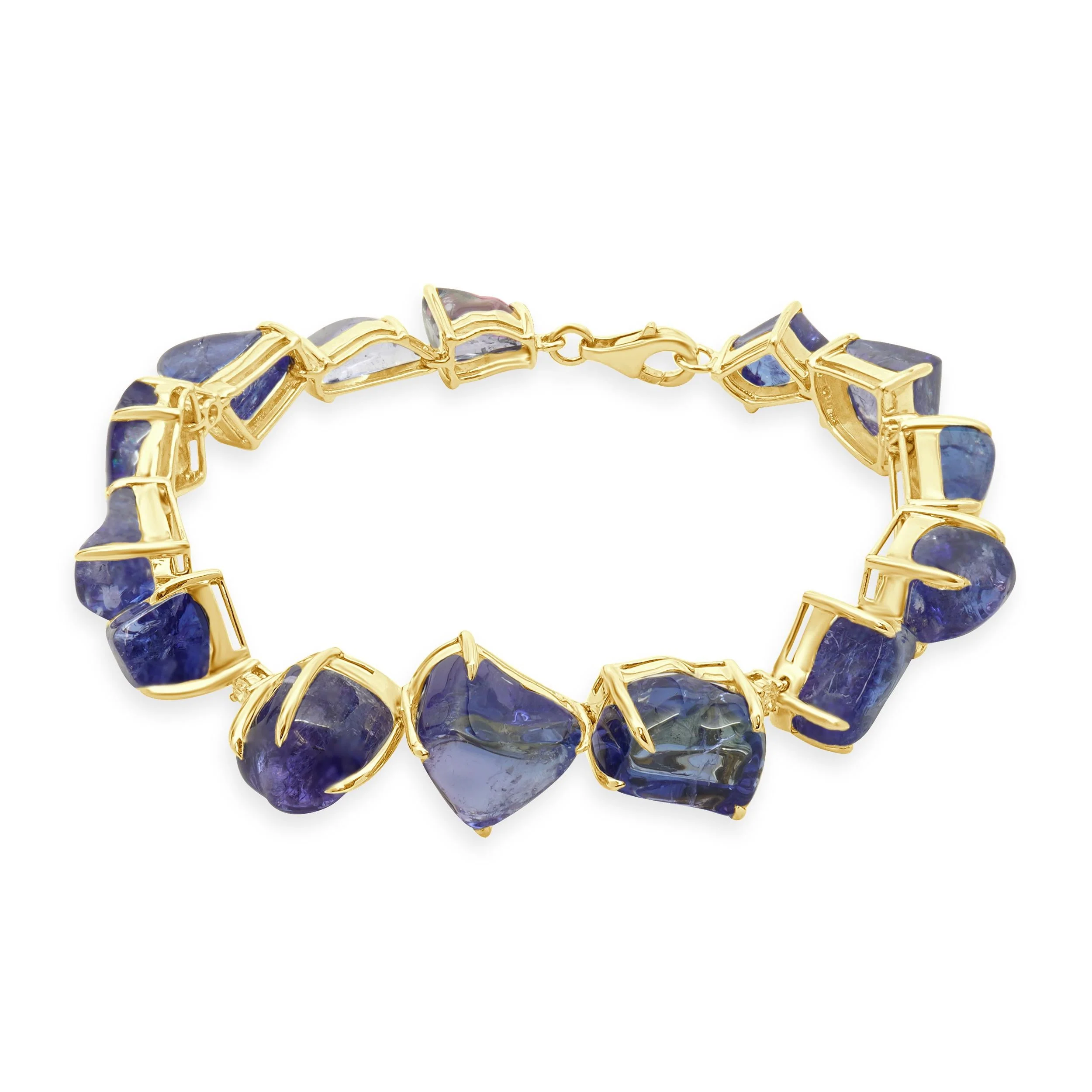 18 Karat Yellow Gold Freeform Tanzanite and Diamond Bracelet