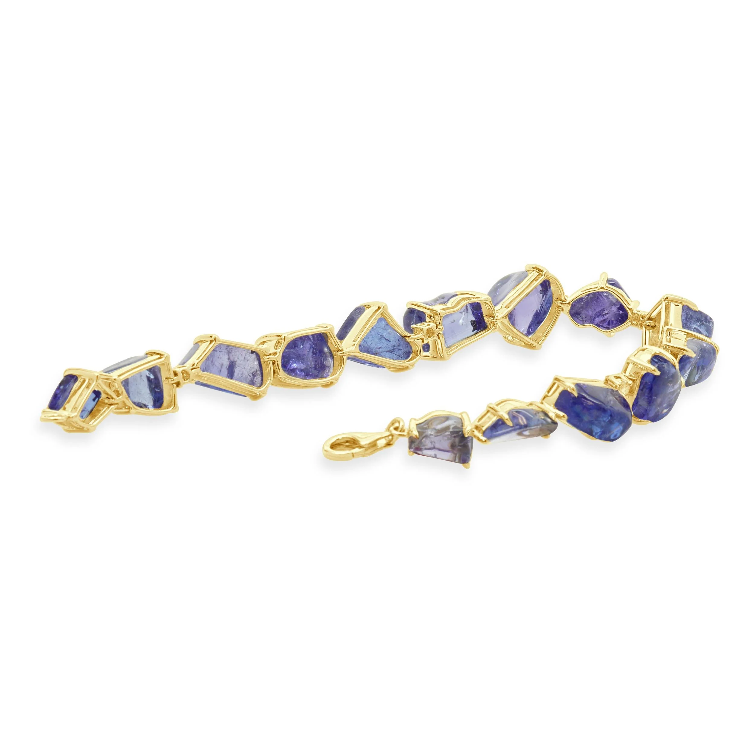 18 Karat Yellow Gold Freeform Tanzanite and Diamond Bracelet - Image 4