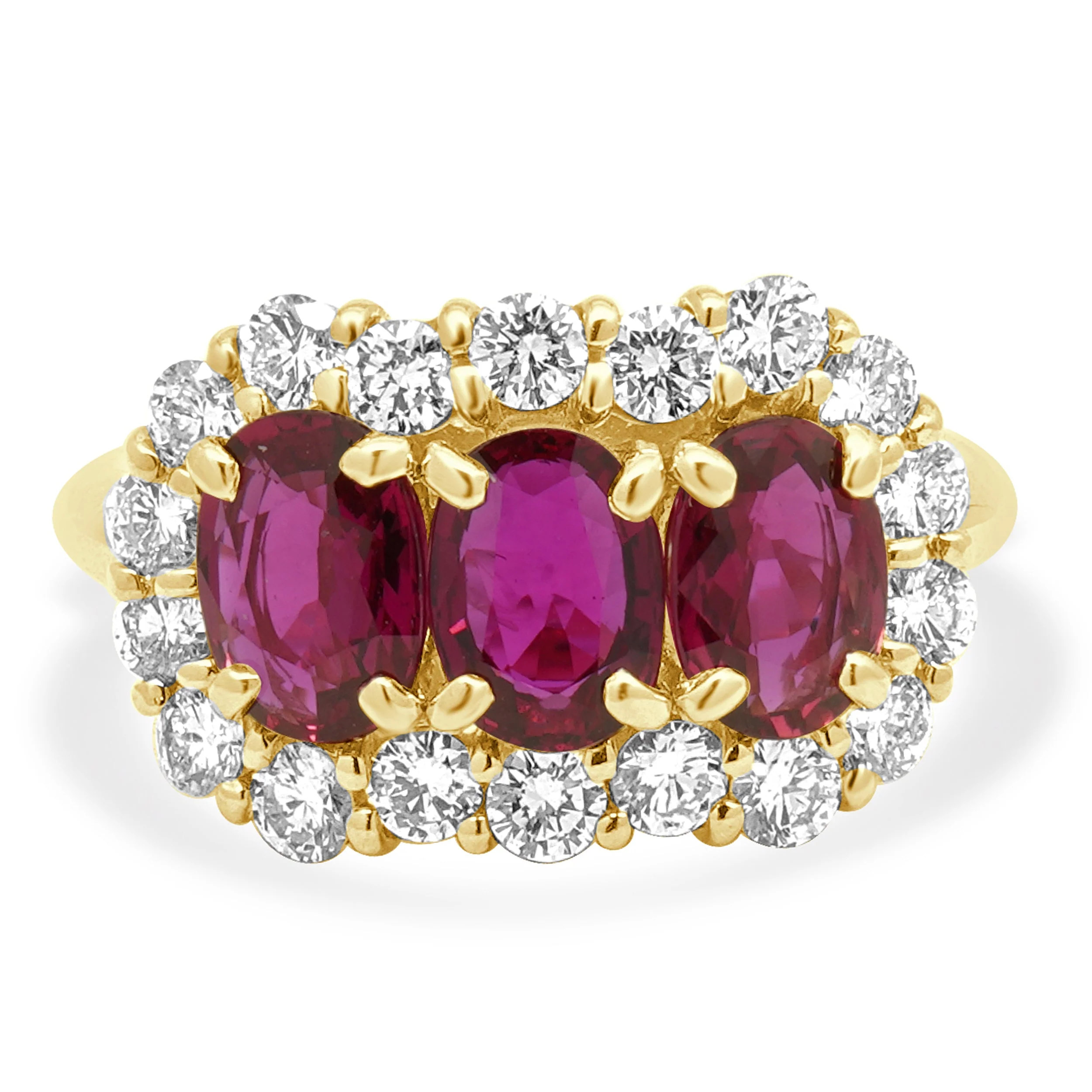 18 Karat Yellow Gold GIA Certified Oval Ruby and Round Diamond Halo Ring