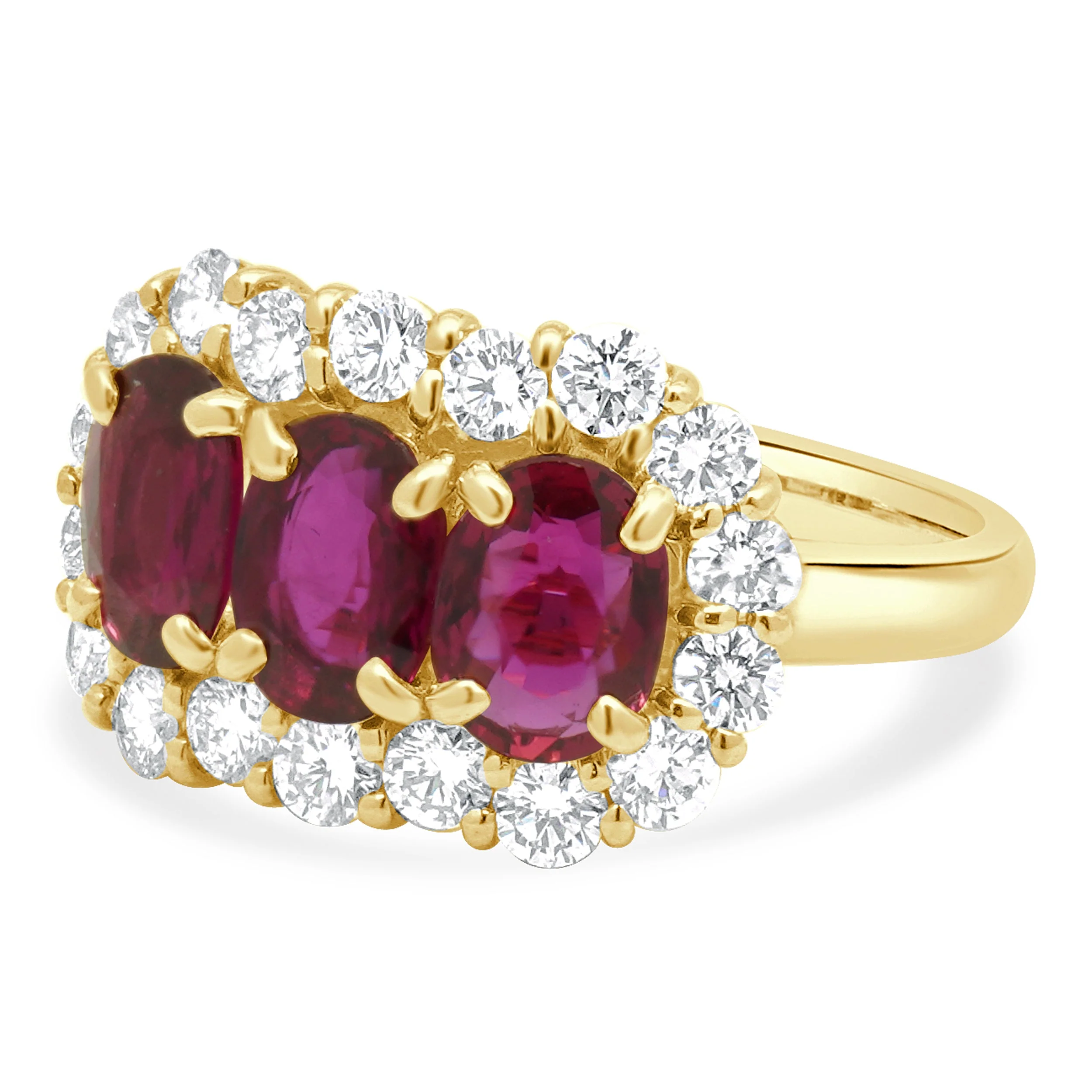 18 Karat Yellow Gold GIA Certified Oval Ruby and Round Diamond Halo Ring - Image 2
