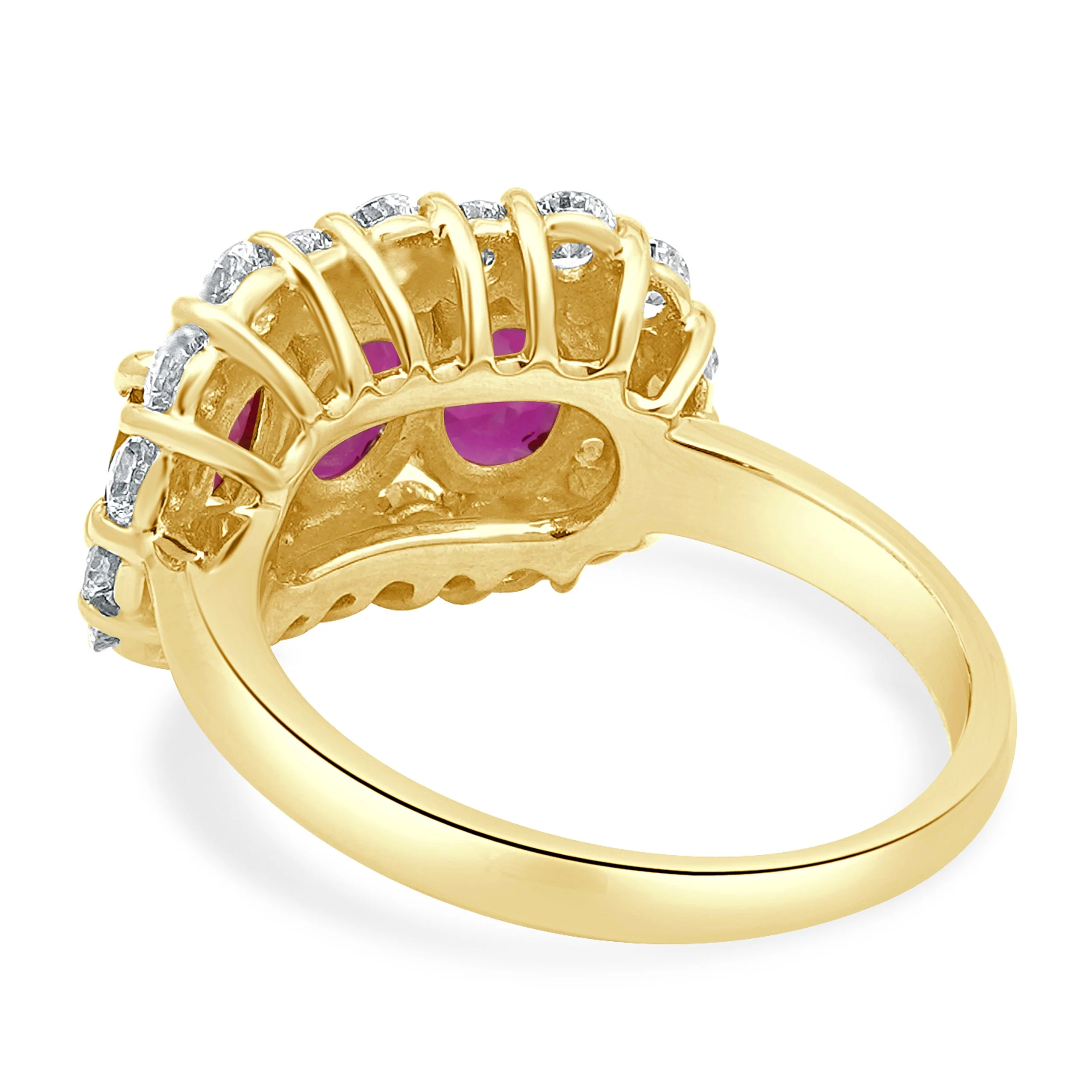 18 Karat Yellow Gold GIA Certified Oval Ruby and Round Diamond Halo Ring - Image 4