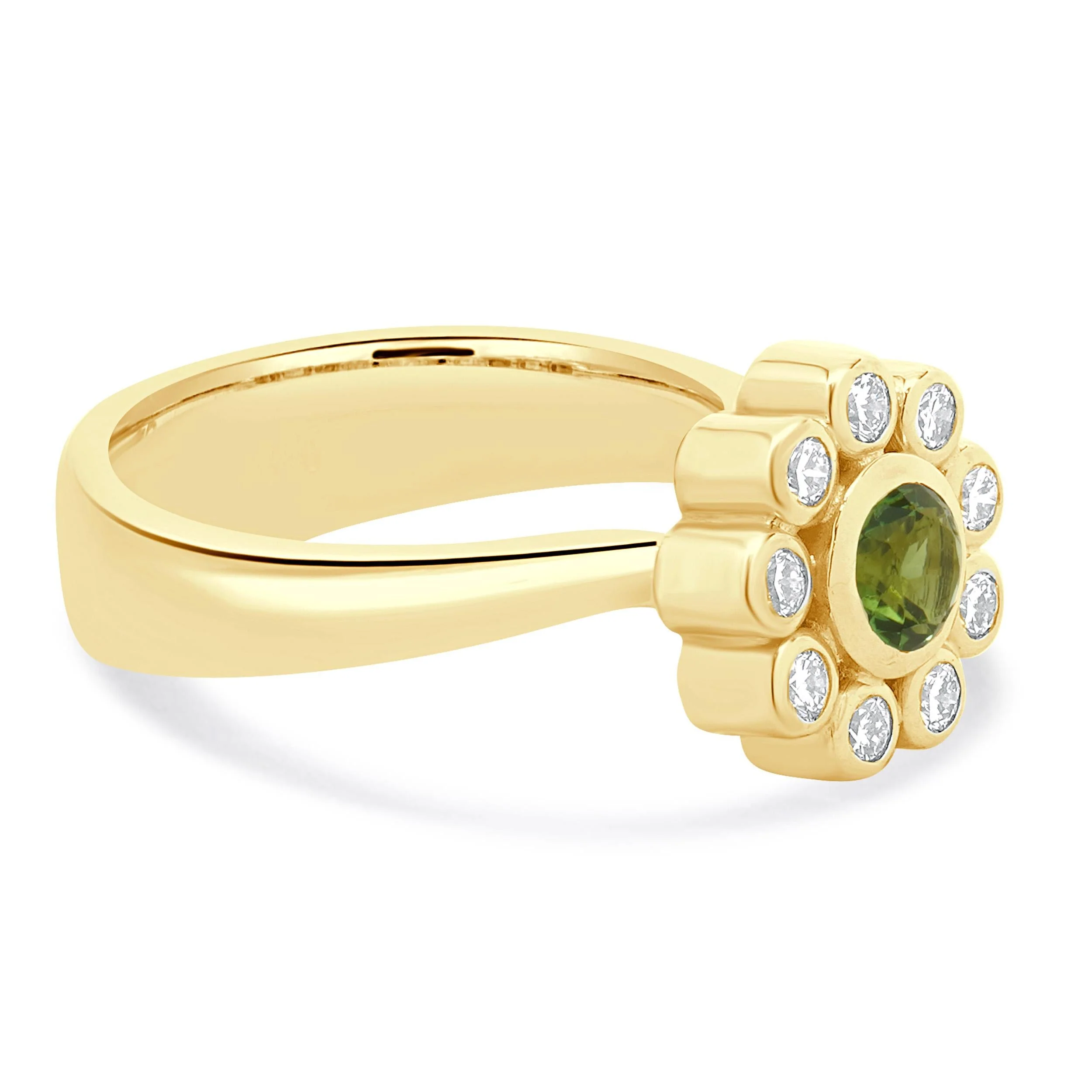 18 Karat Yellow Gold Green Tourmaline and Diamond Ring - Image 3