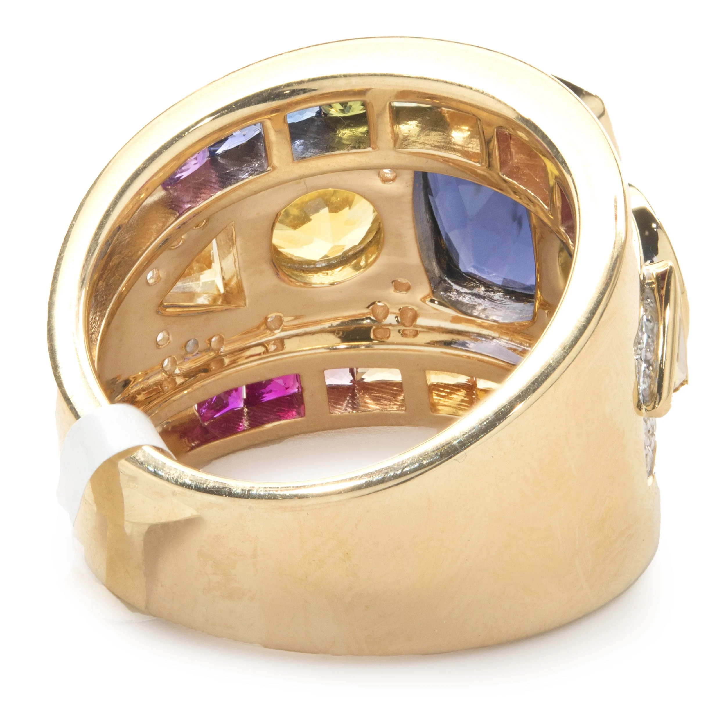 18 Karat Yellow Gold Iolite, Rainbow Sapphire, and Diamond Ring - Image 3
