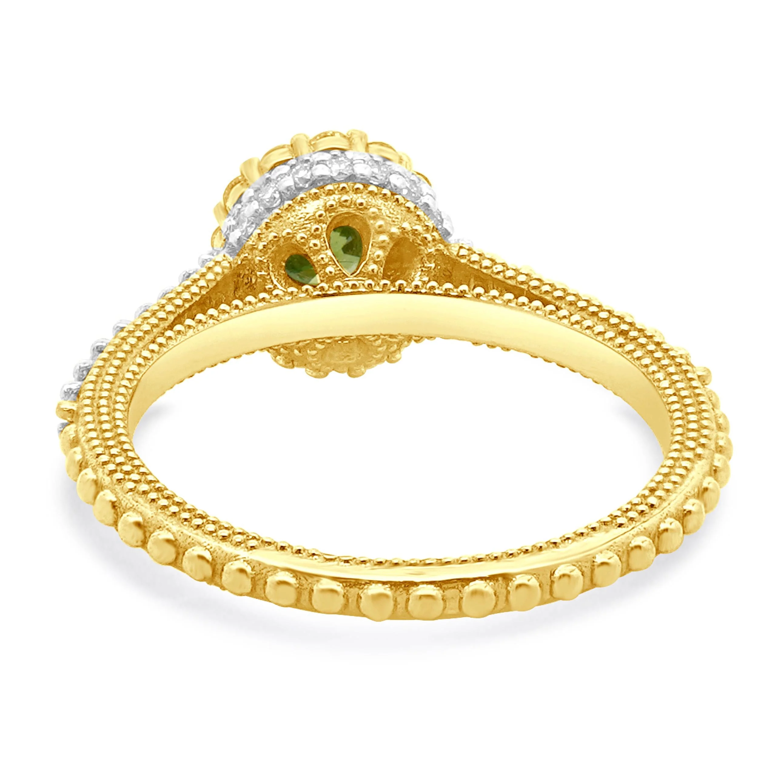 18 Karat Yellow Gold Irradiated Green Diamond Halo Ring - Image 4