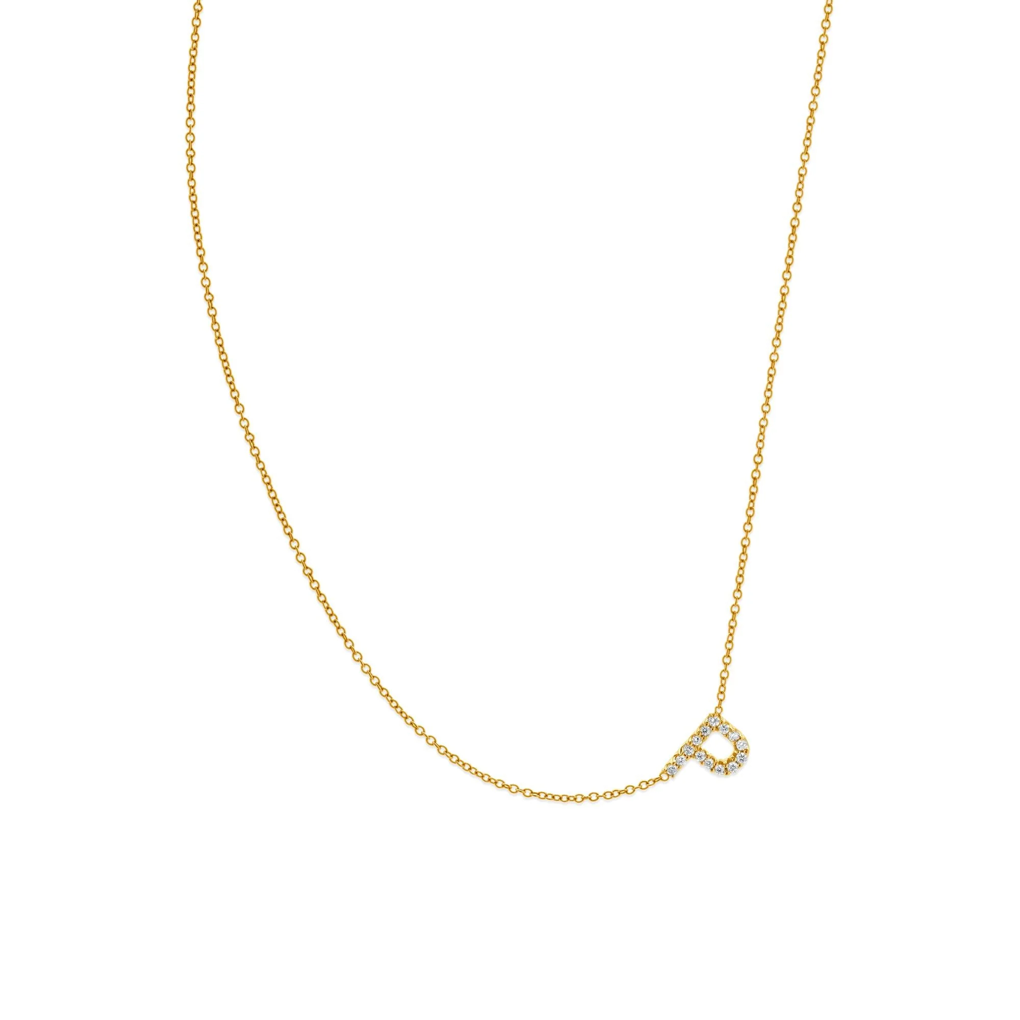 18 Karat Yellow Gold Lab Grown Diamond P Necklace - Image 2