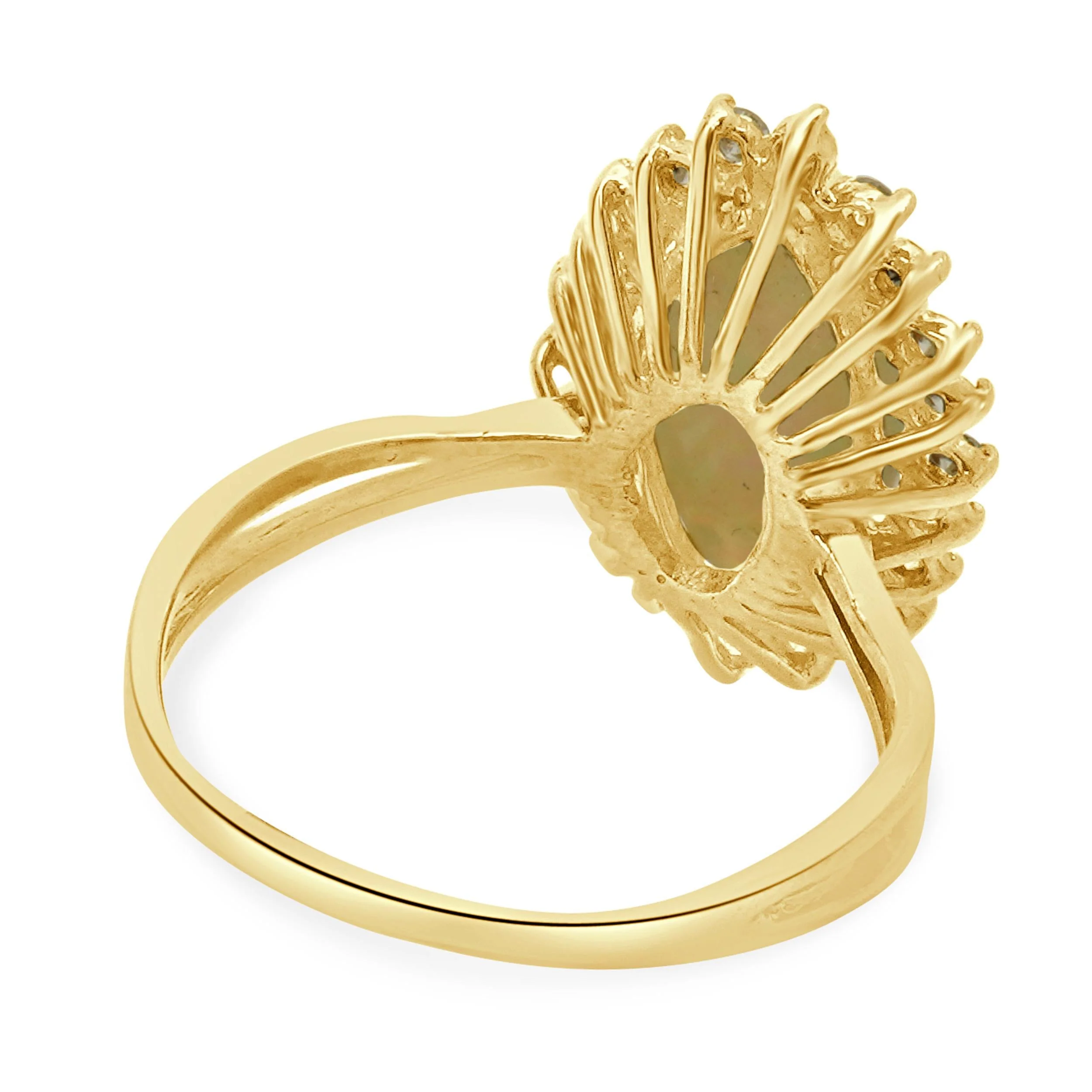 18 Karat Yellow Gold Opal and Diamond Marquise Style Ring - Image 4