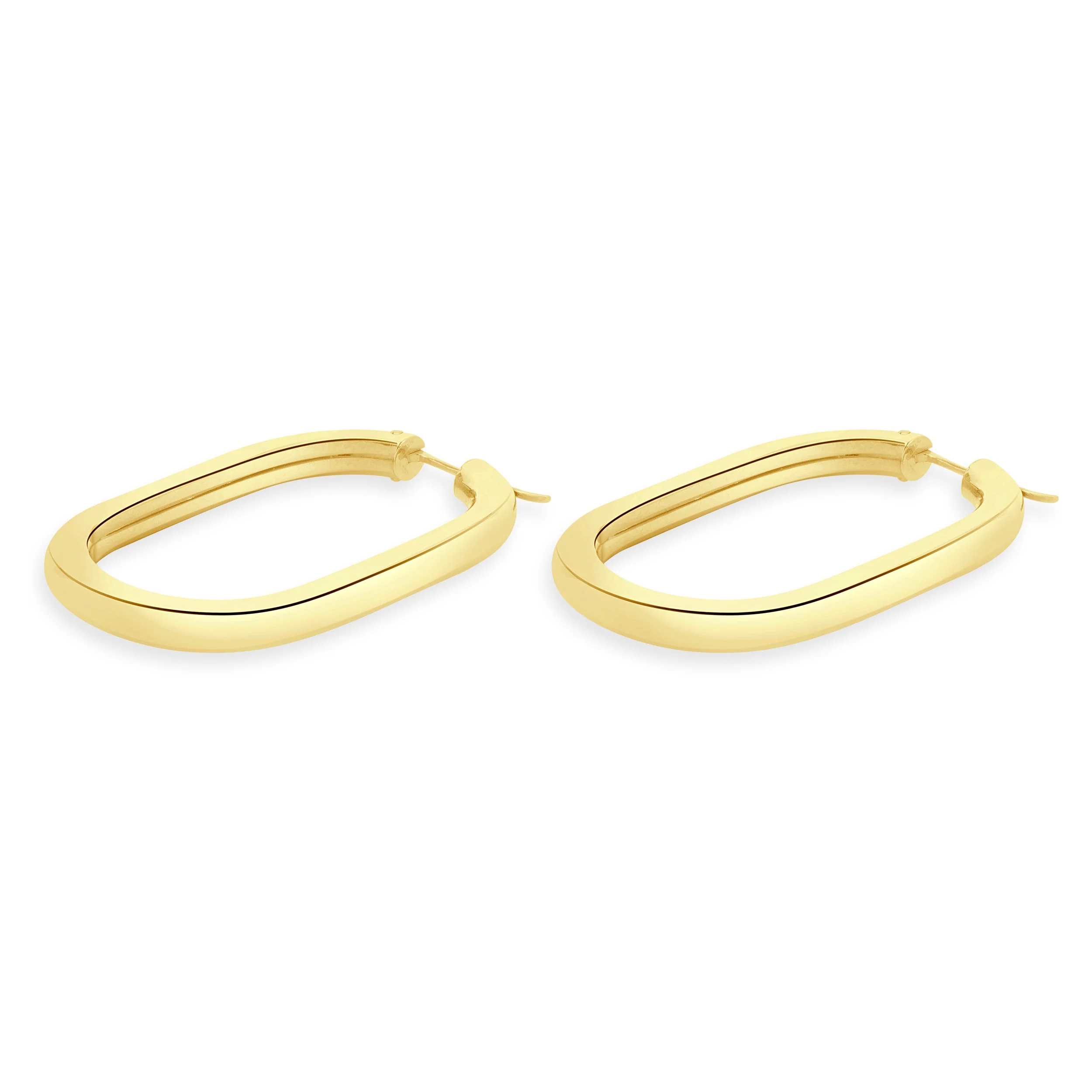 18 Karat Yellow Gold Oval Tube Hoop Earrings - Image 2
