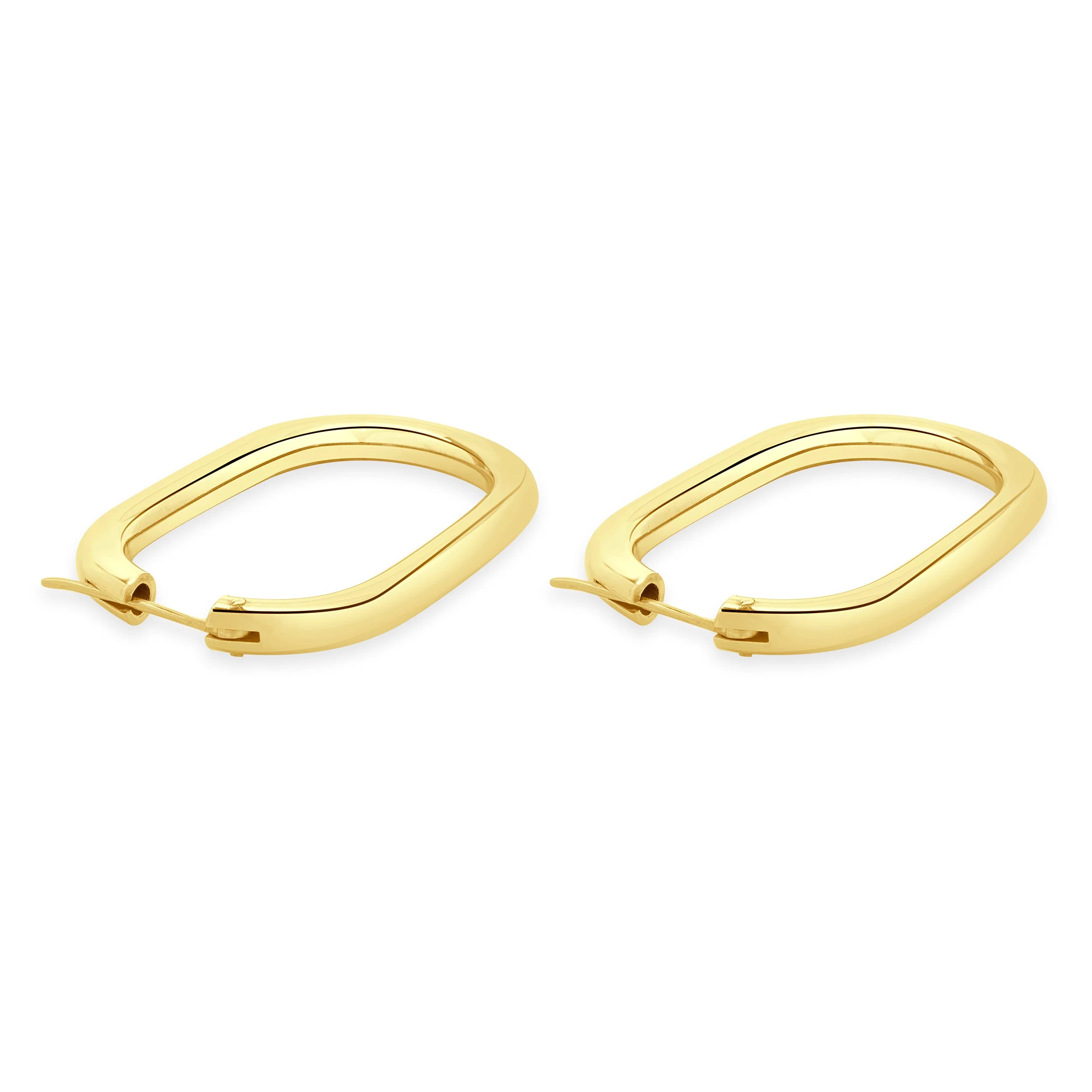 18 Karat Yellow Gold Oval Tube Hoop Earrings - Image 3